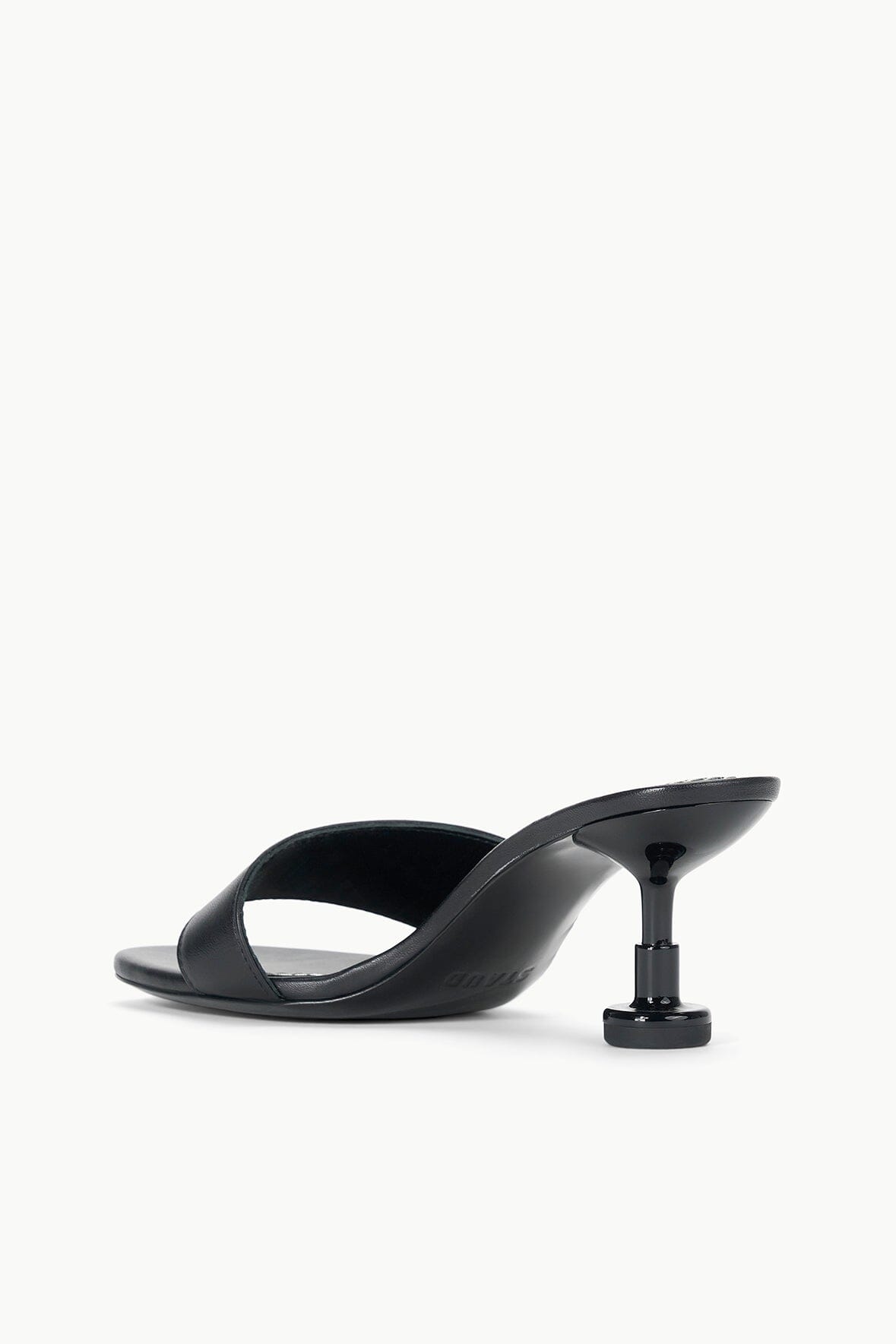Black Nappa Leather Kitten Heel Slide Sandals | Gardener