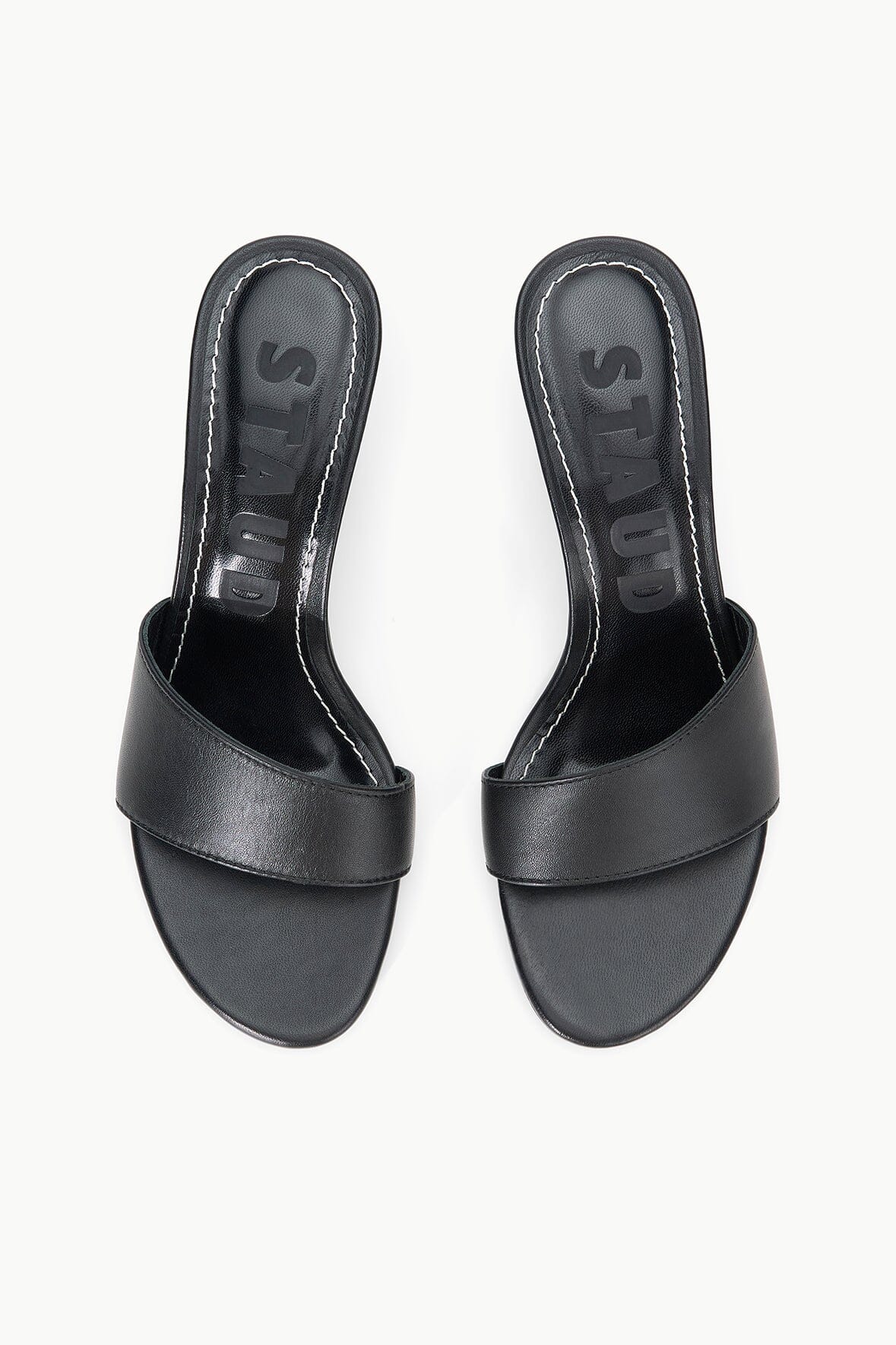 Black Nappa Leather Kitten Heel Slide Sandals | Gardener