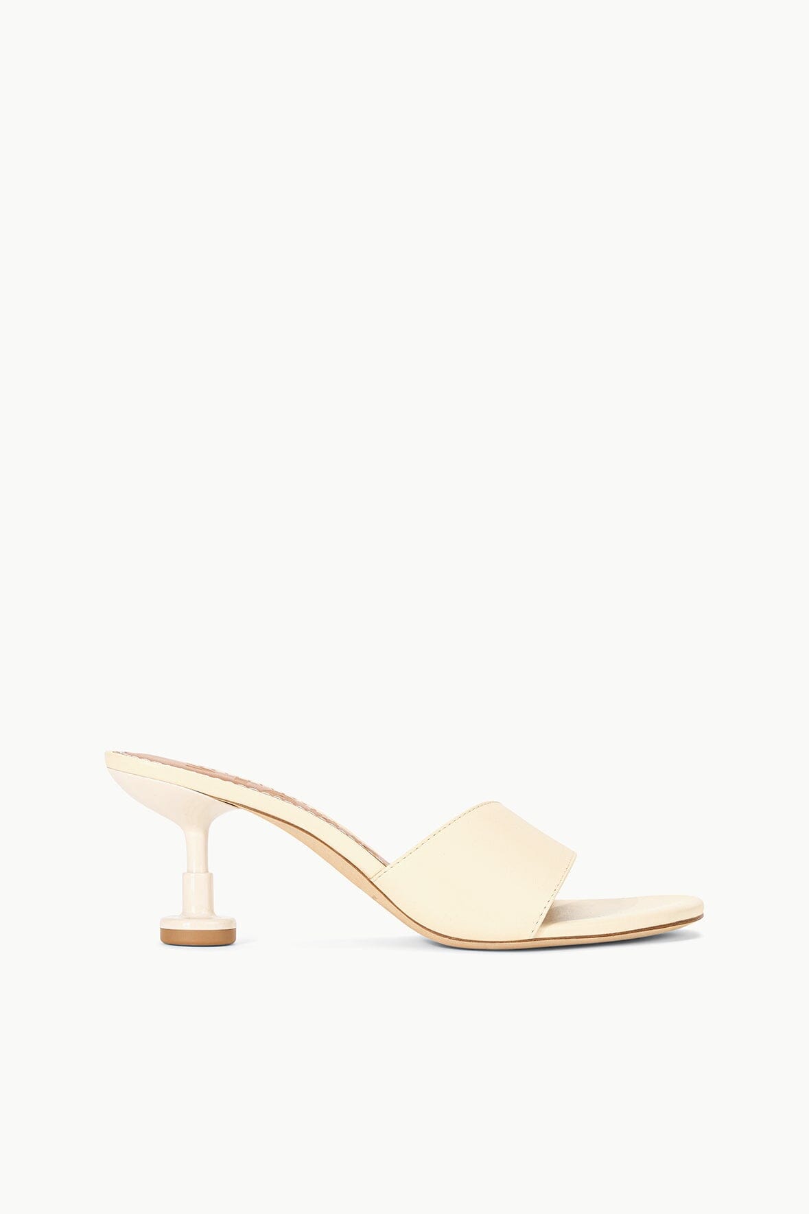 Leather Kitten Heel Slides with Heel Stopper | Gardener Cream