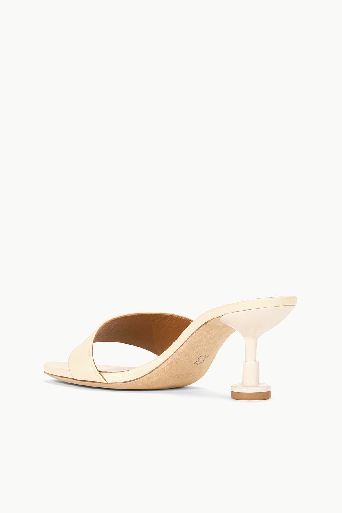 Leather Kitten Heel Slides with Heel Stopper | Gardener Cream