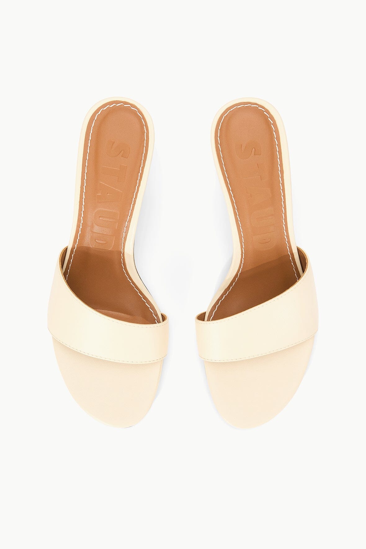 Leather Kitten Heel Slides with Heel Stopper | Gardener Cream