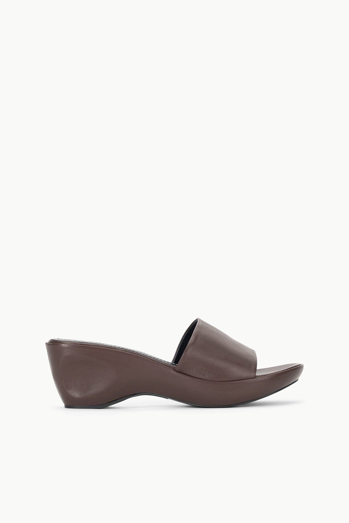 Leather Wedge Slide Sandals with Rounded Toe | Ginny Espresso