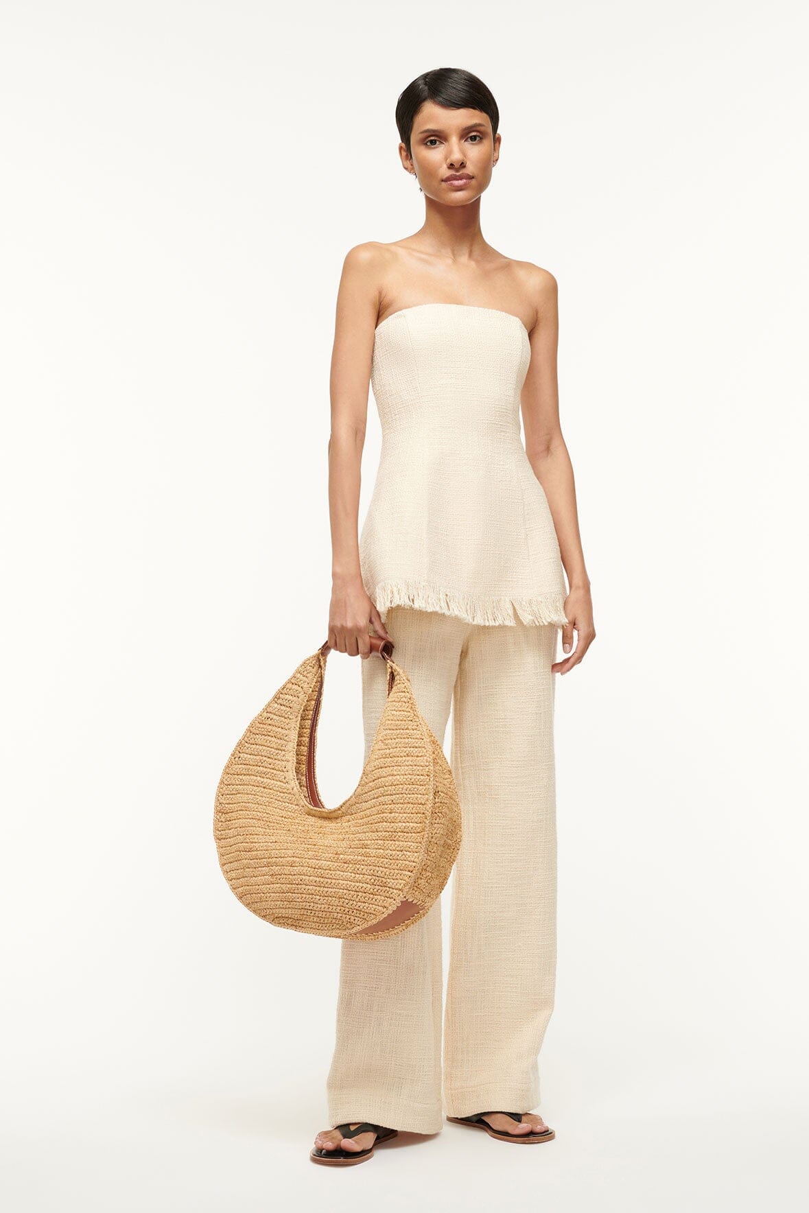 Wide Leg Tweed Pants for Women | Grayson Ivory