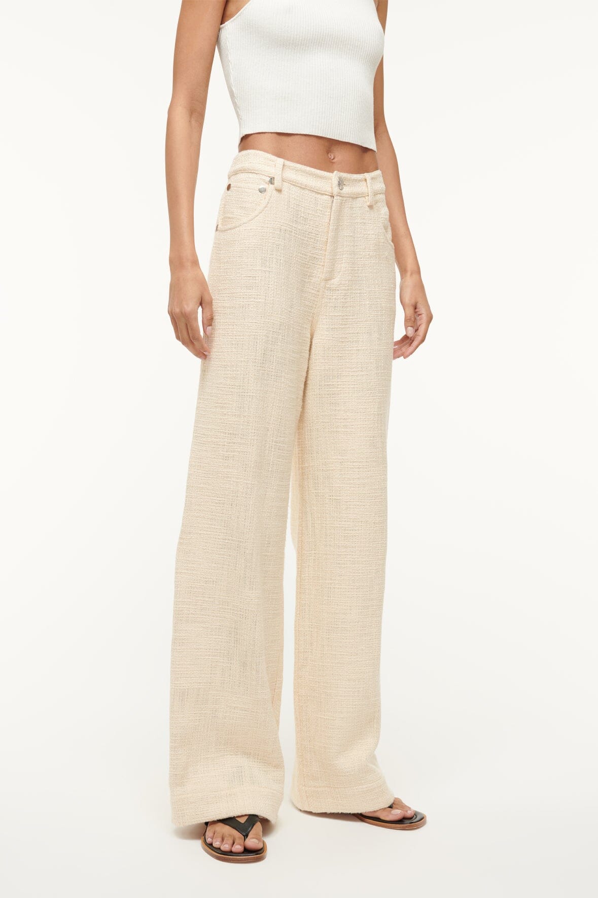 Wide Leg Tweed Pants for Women | Grayson Ivory