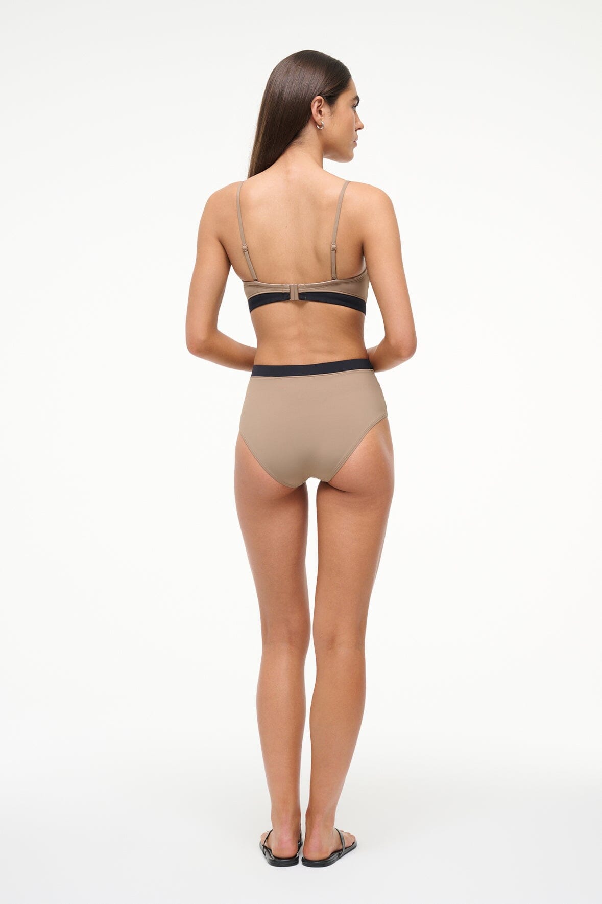 One Piece Swimsuit with Geometric Cut-Outs | Haiku Taupe Black