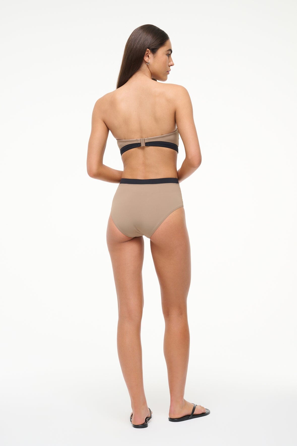 One Piece Swimsuit with Geometric Cut-Outs | Haiku Taupe Black