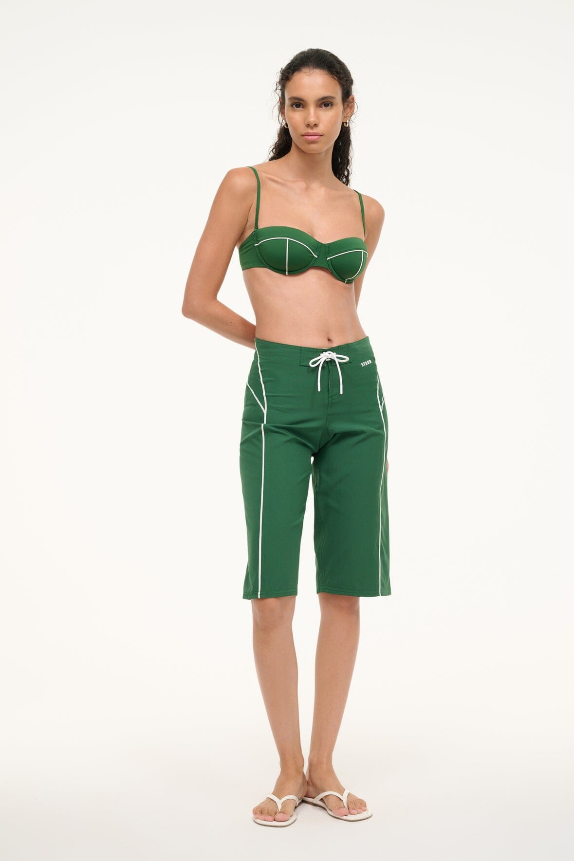 Classic Fit Knee-Length Board Shorts | Harbor Jungle White