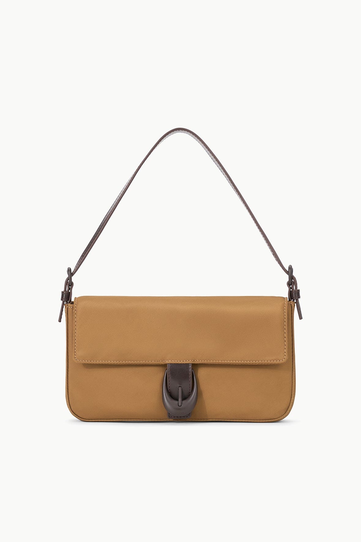 Shoulder Bag with Moon Buckle & Snap Closure | Harlow Camel Nylon