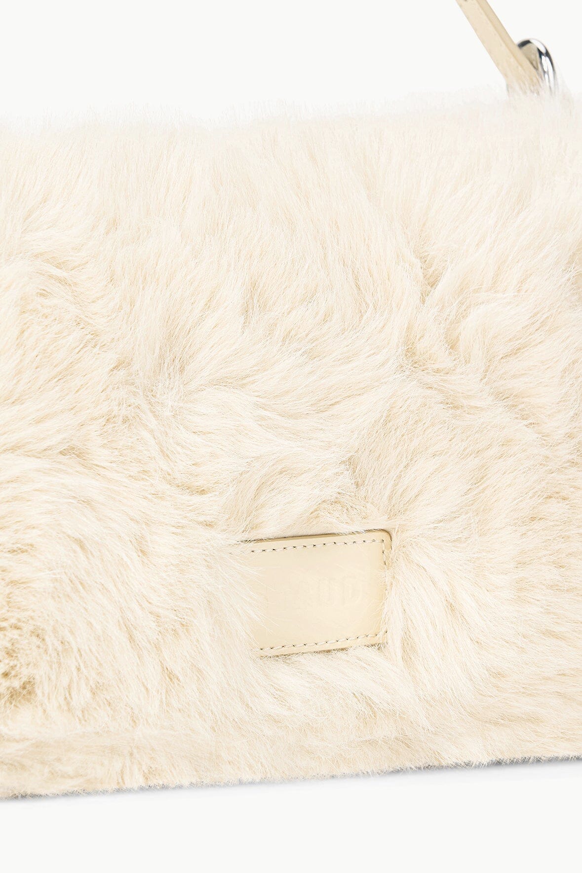 Faux Fur Shoulder Bag with Moon Buckle & Snap Closure | Harlow Cream