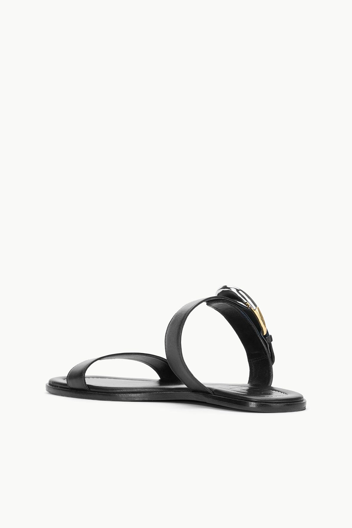Adjustable Strap Flat Sandals with Moon Buckle | Harlow Black