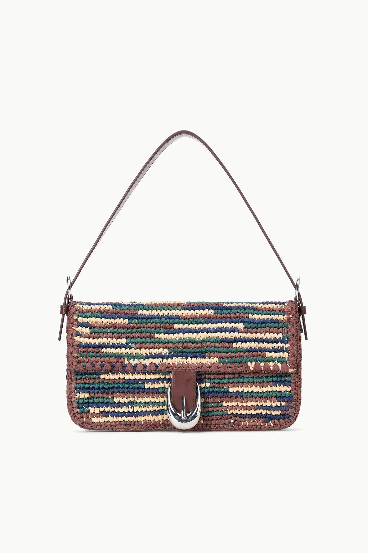 Raffia Handbag with Moon Buckle & Interior Pocket | Harlow Bag