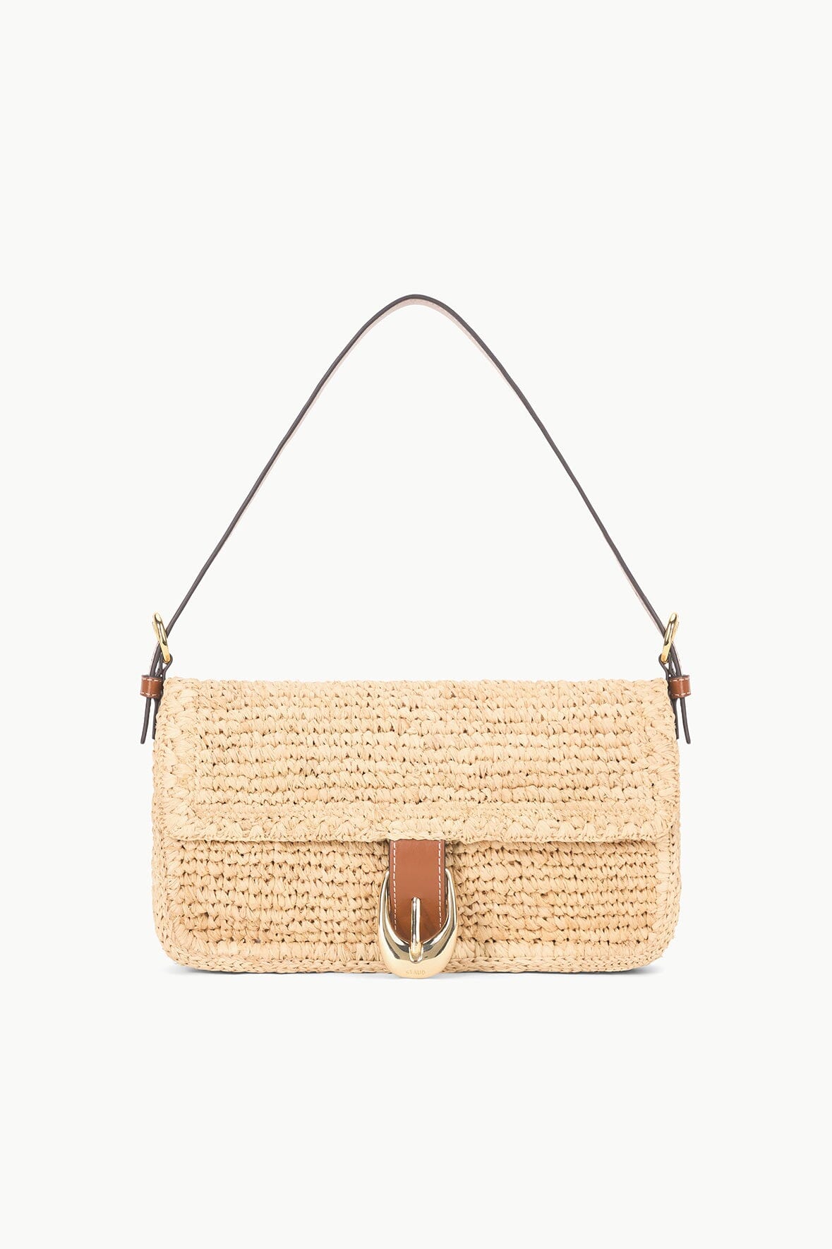 Raffia Handbag with Moon Buckle & Interior Pocket | Harlow Tan