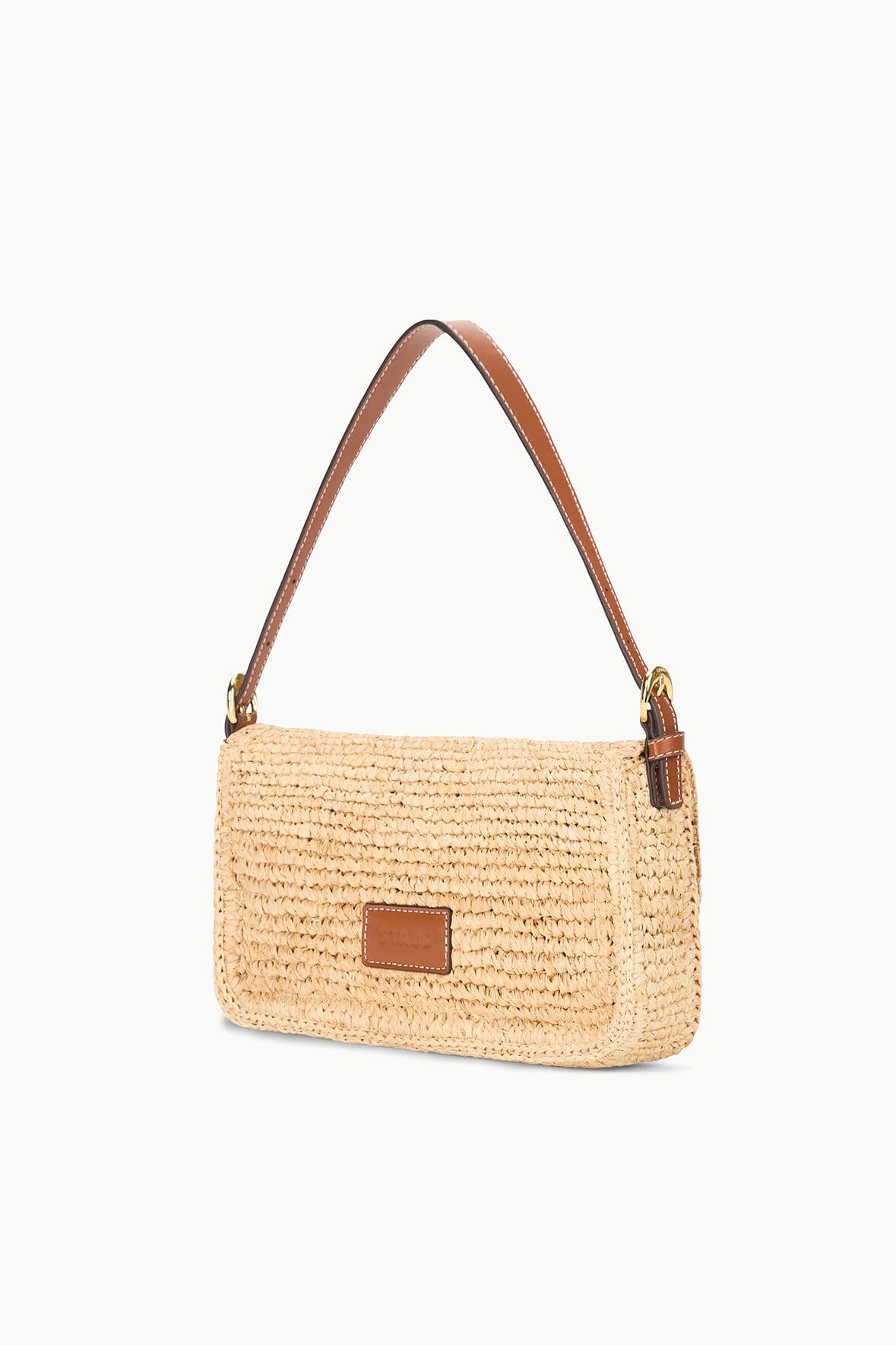 Raffia Handbag with Moon Buckle & Interior Pocket | Harlow Tan