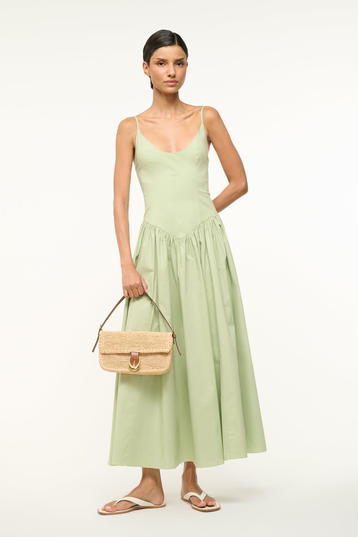 Raffia Handbag with Moon Buckle & Interior Pocket | Harlow Tan