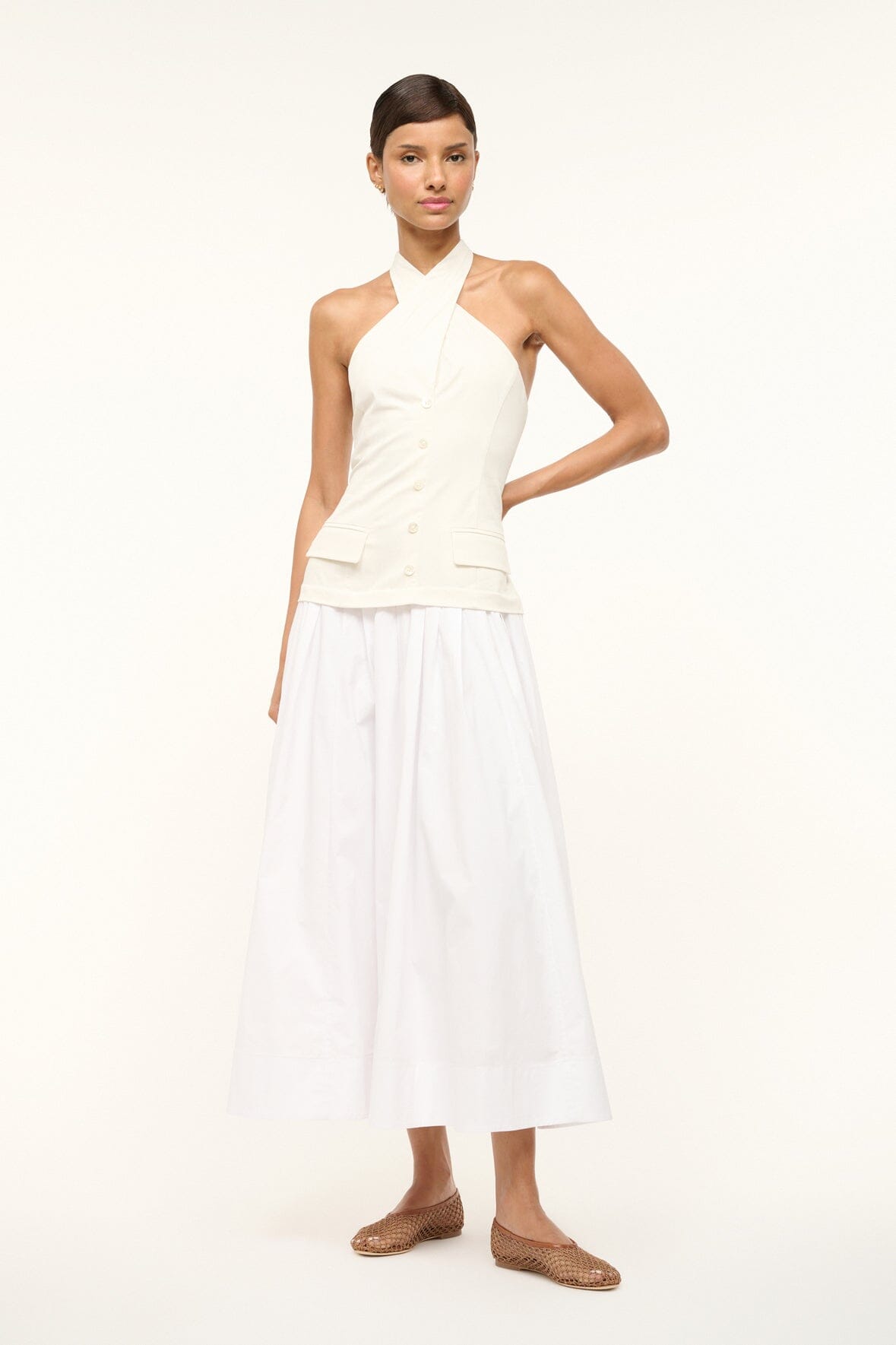 Cross-Front Halter Dress for Summer | Harrington Ivory White