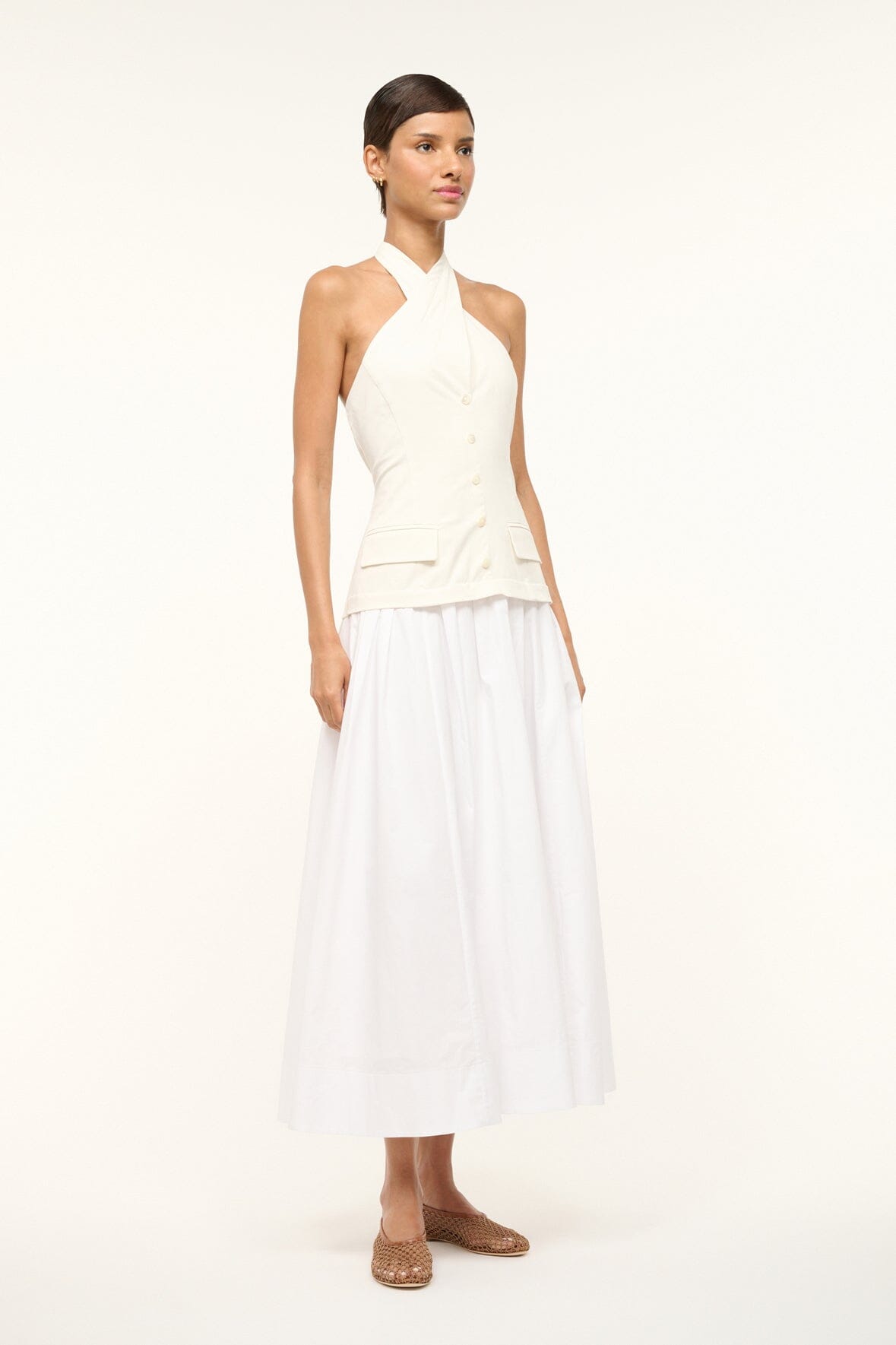 Cross-Front Halter Dress for Summer | Harrington Ivory White