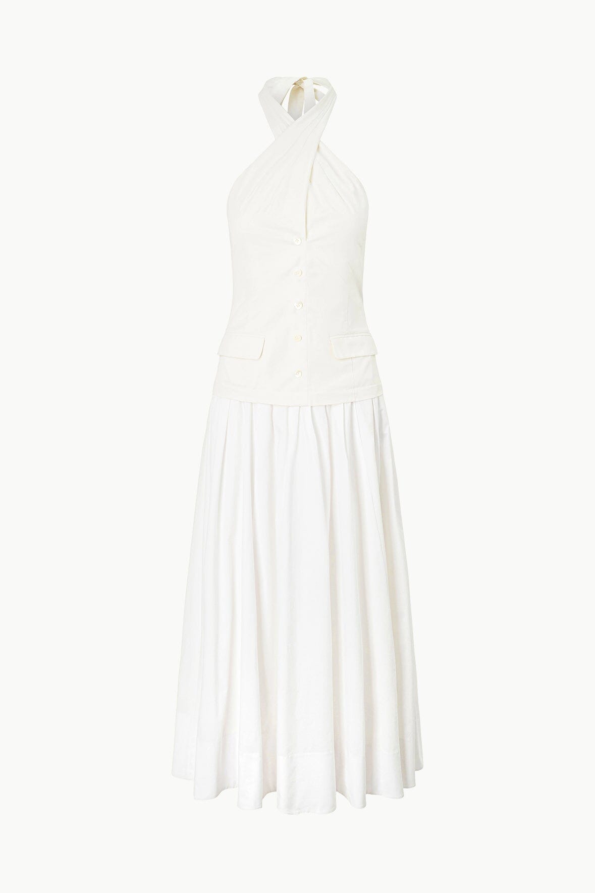 Cross-Front Halter Dress for Summer | Harrington Ivory White