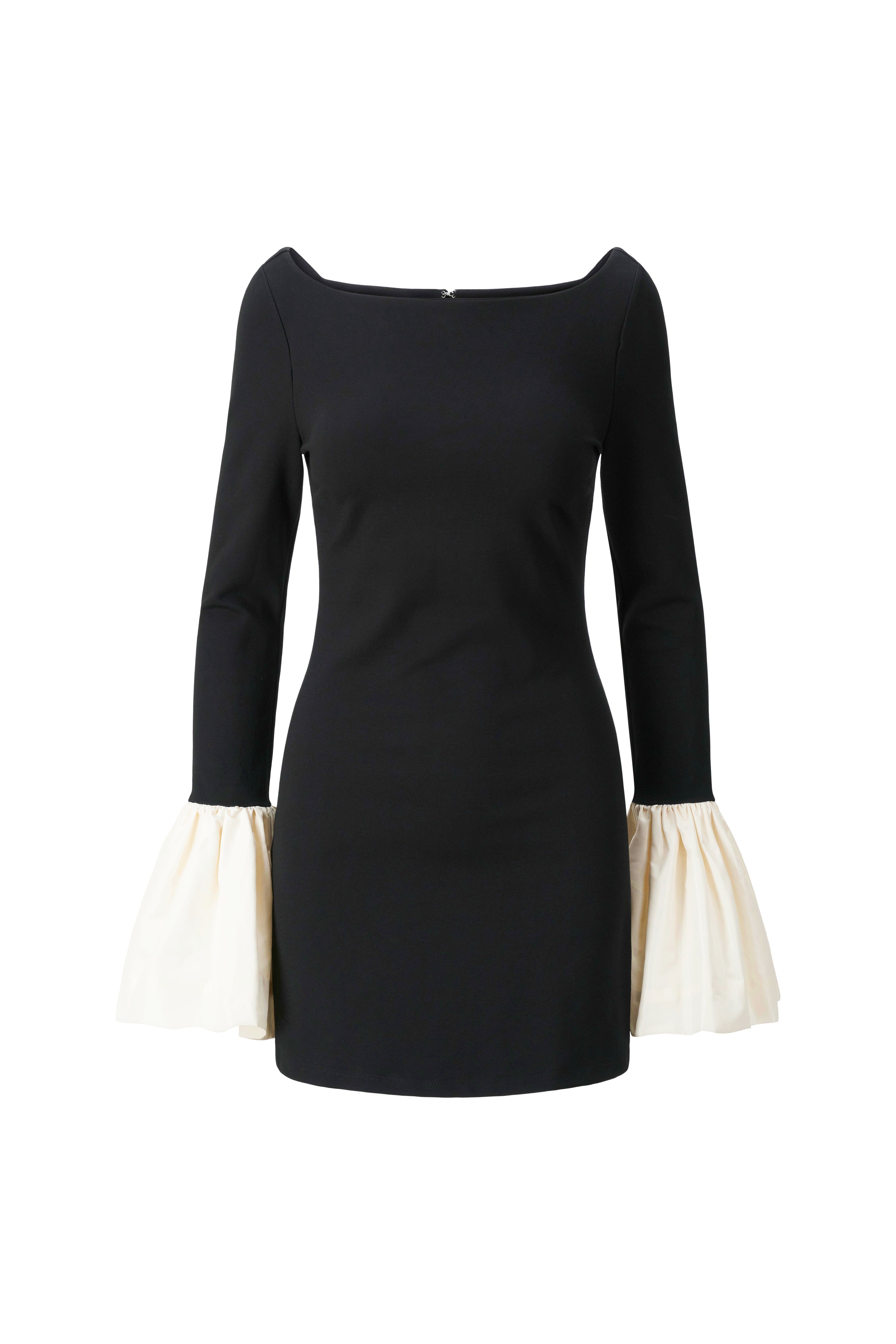 Cocktail Dress with Ponte Fabric & Taffeta Cuffs | Hawthorne