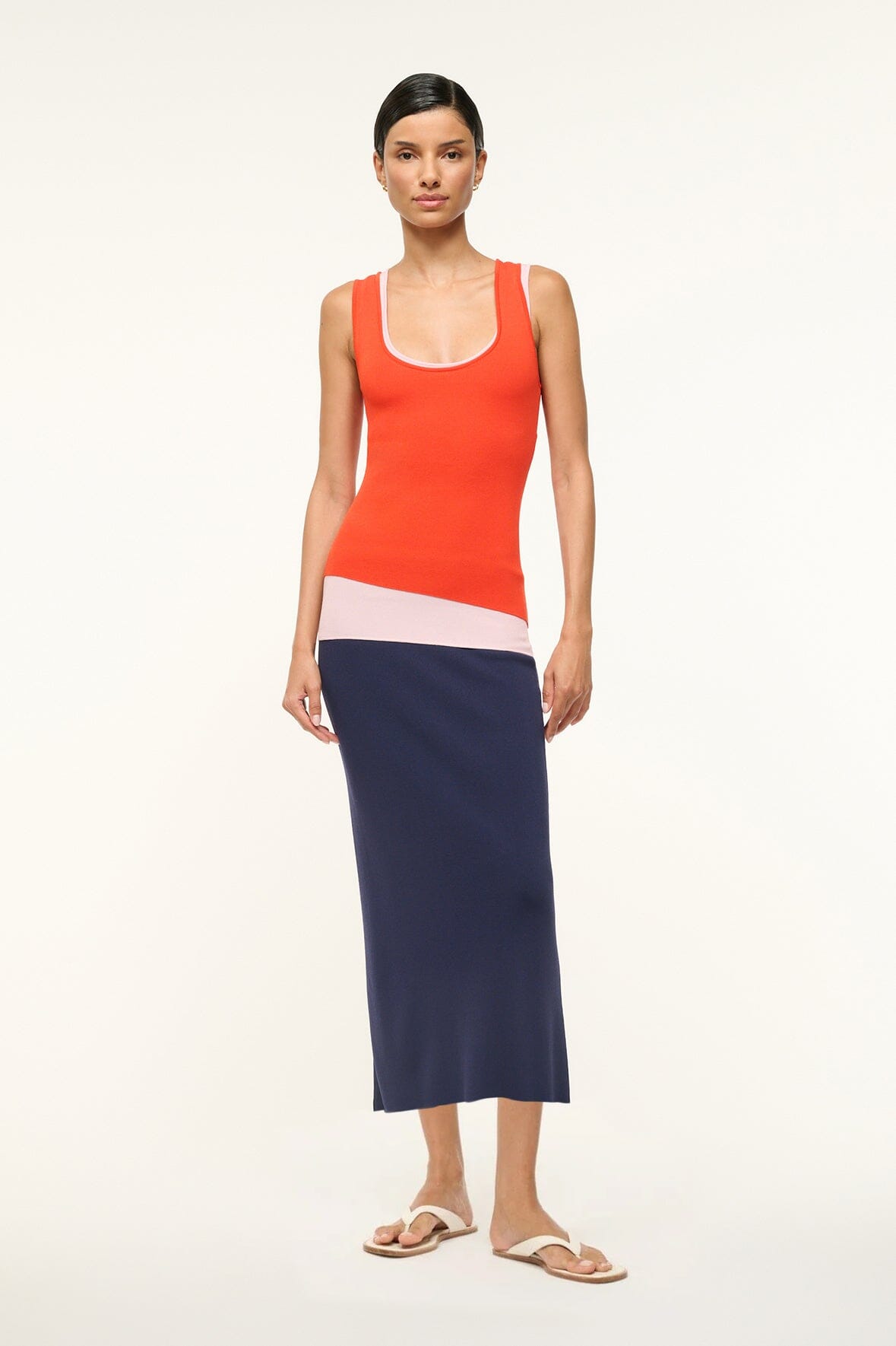 Sleeveless Scoop Neck Knit Dress | Hermosa Asymmetrical Layered Tank