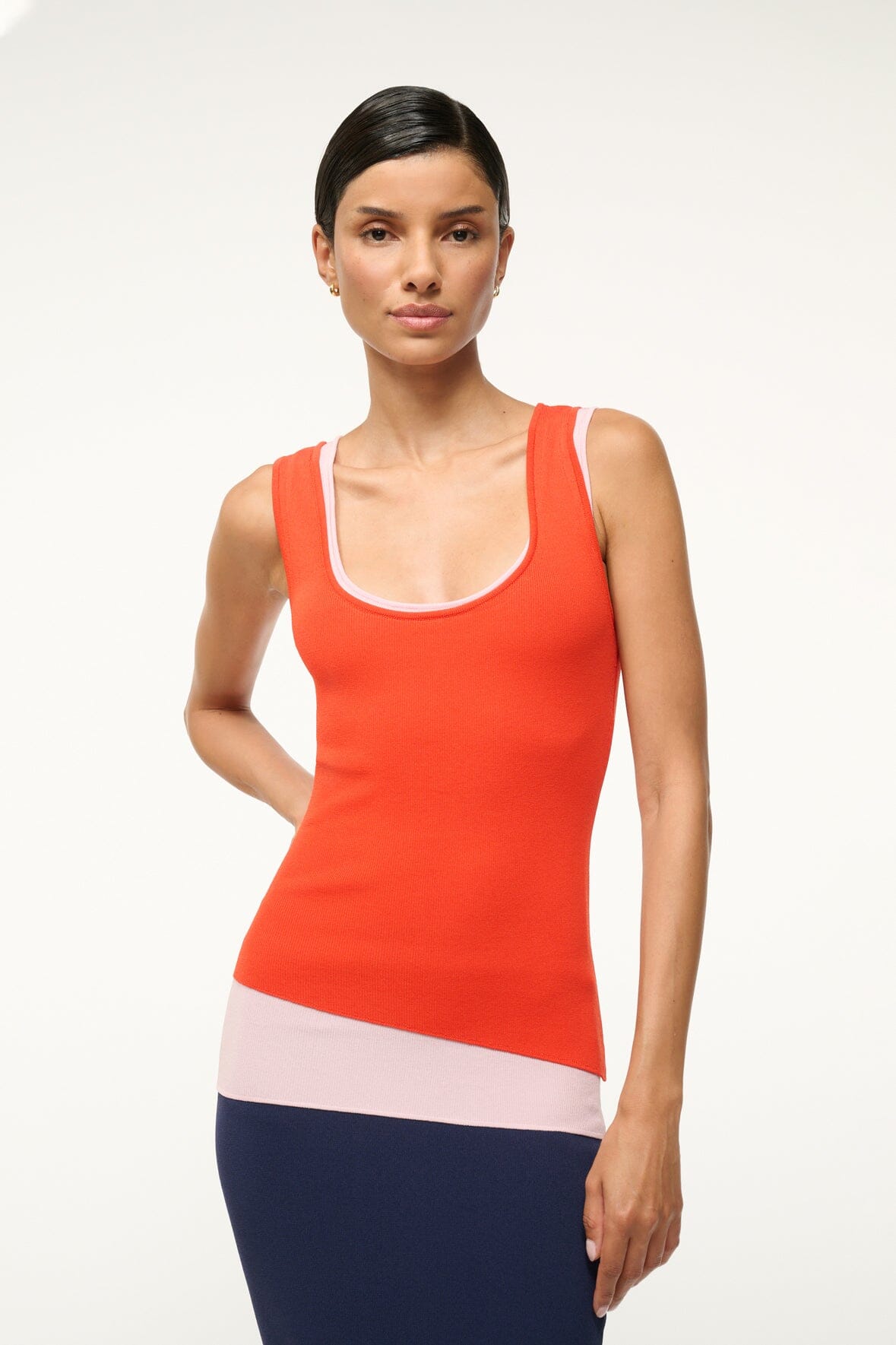 Sleeveless Scoop Neck Knit Dress | Hermosa Asymmetrical Layered Tank