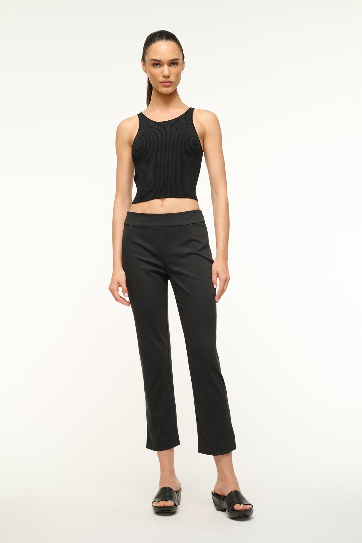 Slim Fit Cropped Pants with Side Zipper | Hunter Pant Black