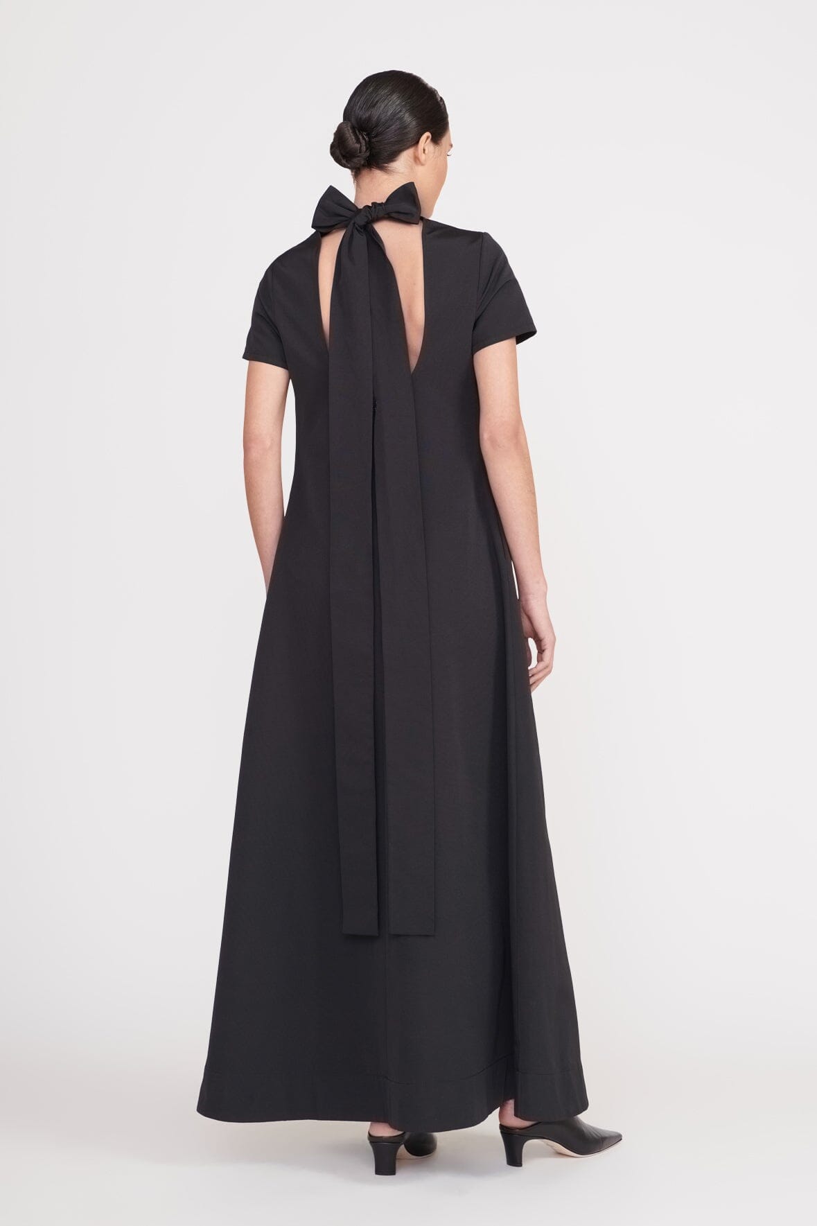 Black Maxi Dress with Open Back & Self-Tie Neck | Ilana