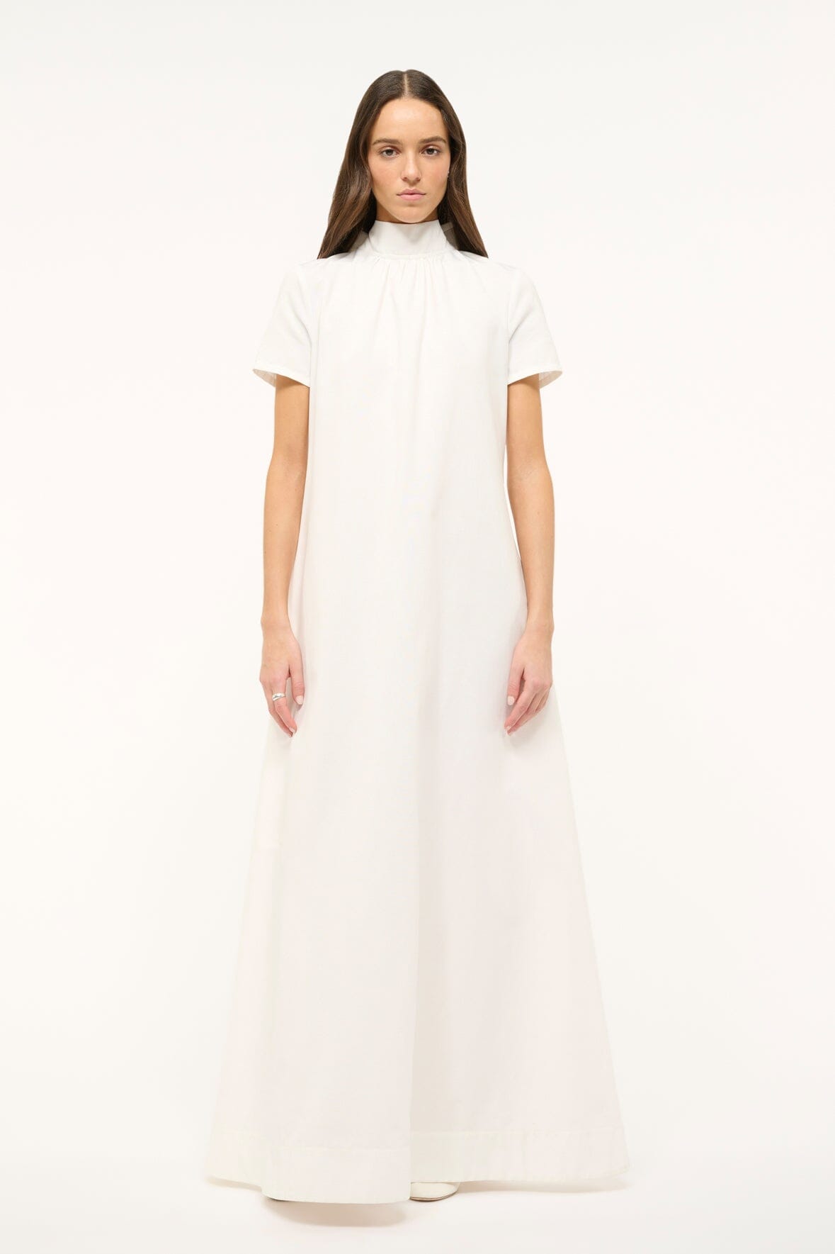 White Maxi Gown with Open Back & Self-Tie Neck | Ilana Dress