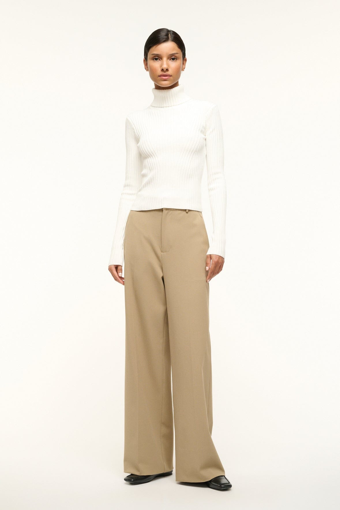 Long Sleeve Ribbed Turtleneck Top | Jace Ivory