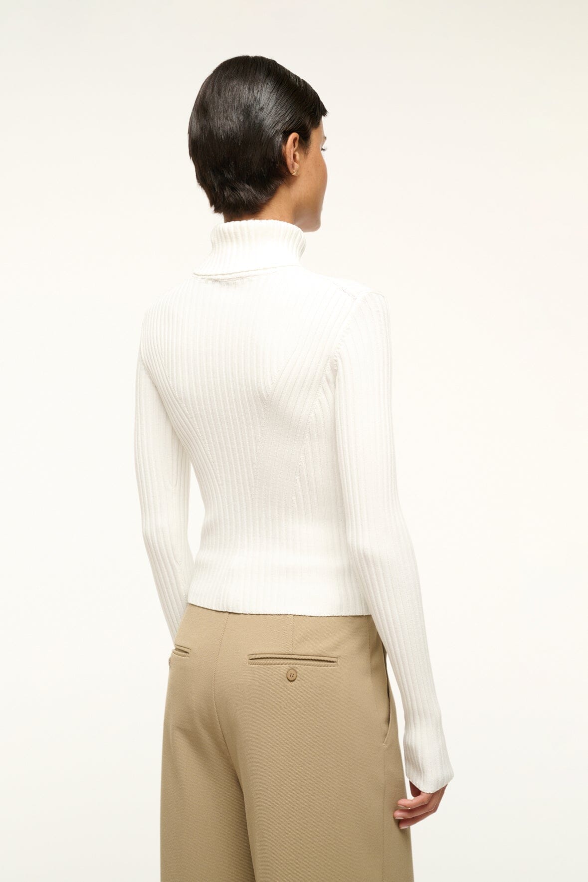 Long Sleeve Ribbed Turtleneck Top | Jace Ivory