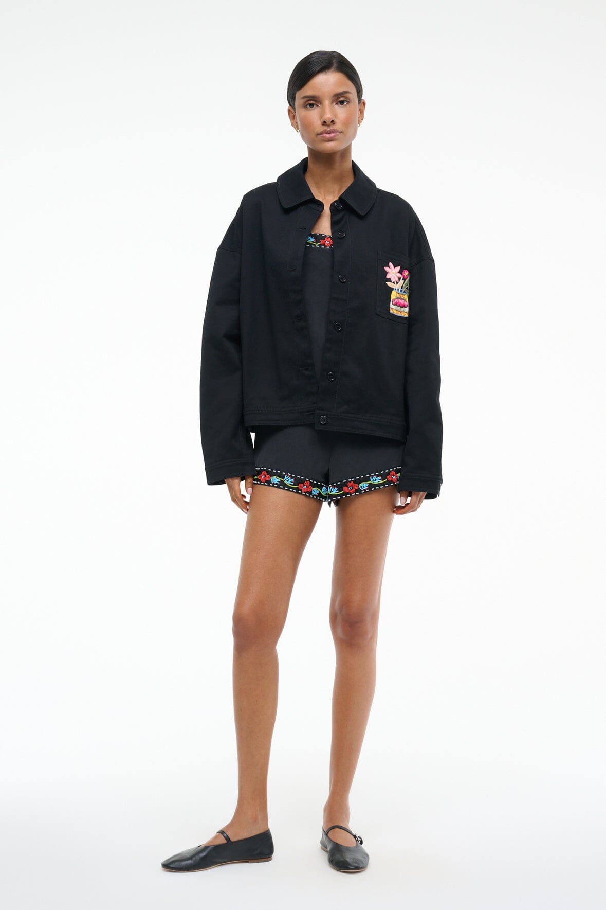 Utility Jacket with Collar & Patch Pocket | Jane Jacket Black
