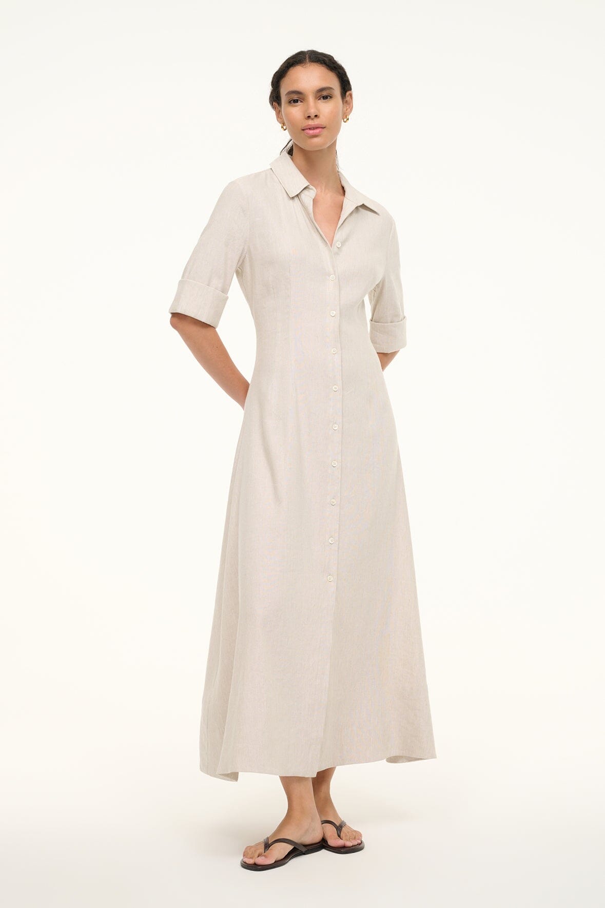 Stretch Linen Maxi Shirt Dress | Joan Dress