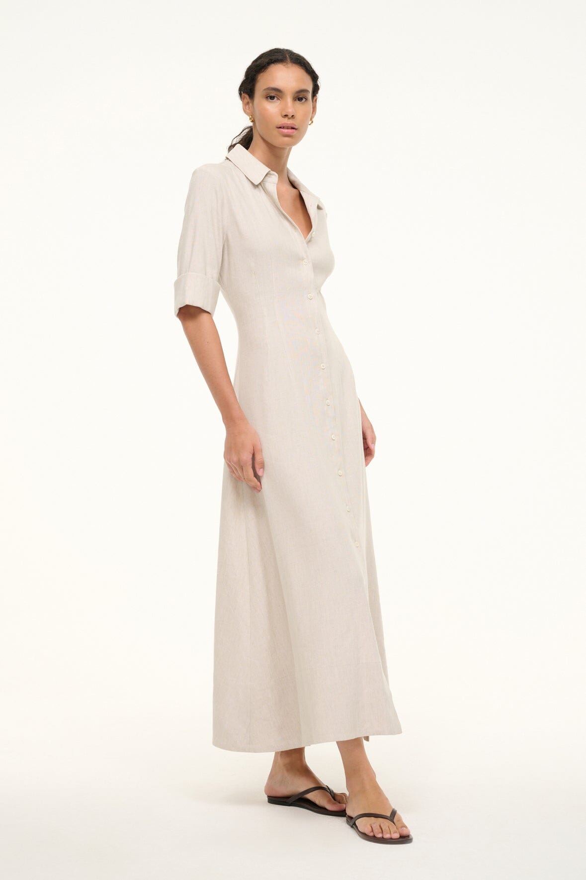 Stretch Linen Maxi Shirt Dress | Joan Dress