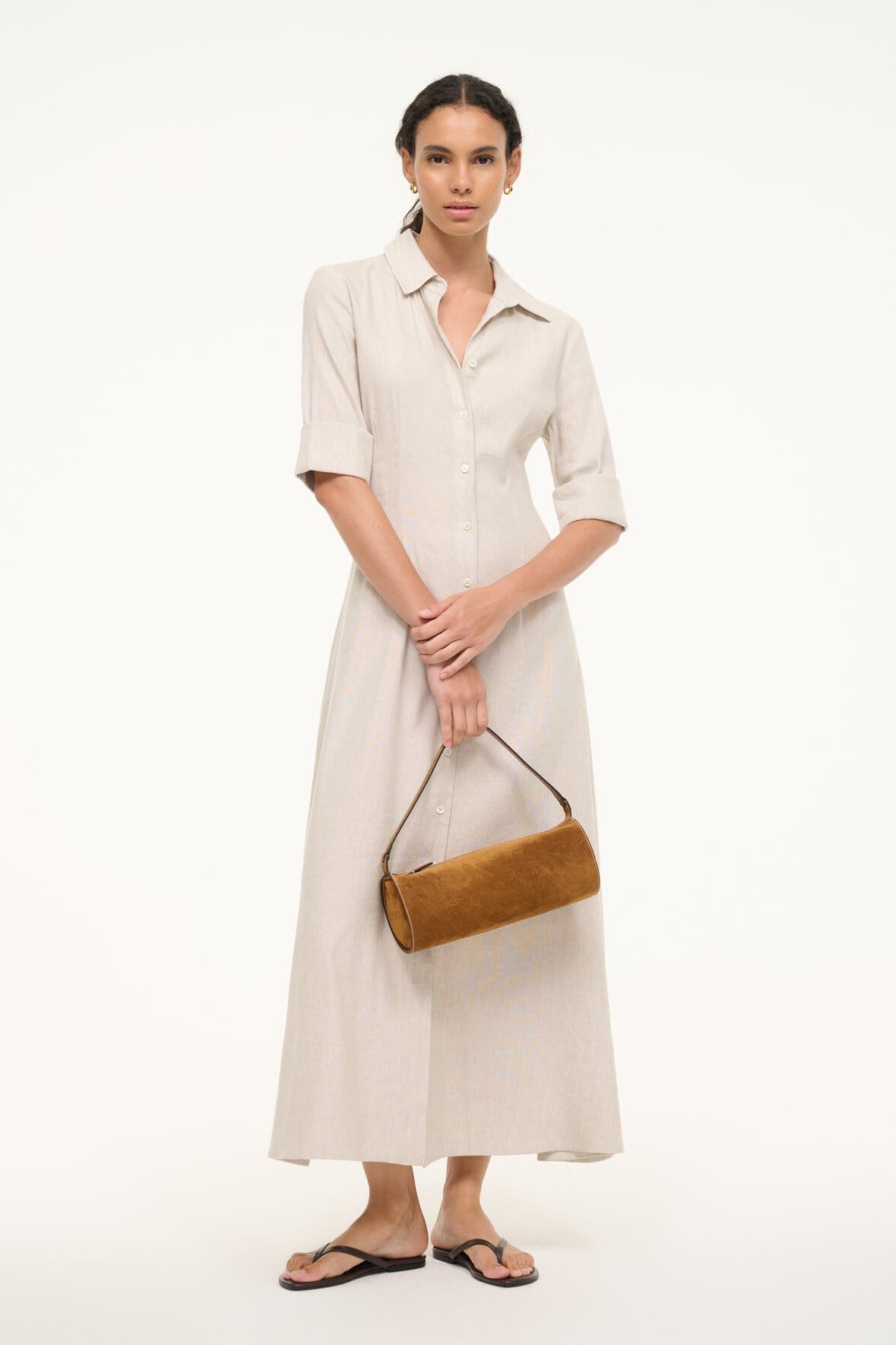 Stretch Linen Maxi Shirt Dress | Joan Dress