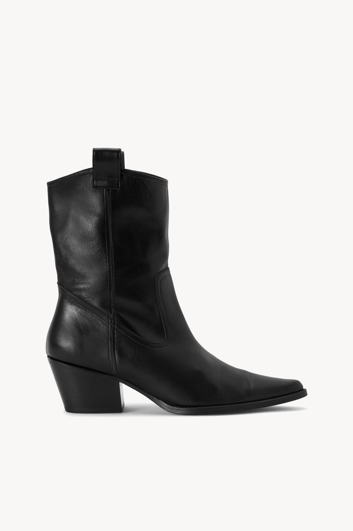 Pointed Toe Cowboy Boots in Black Leather | June Boot