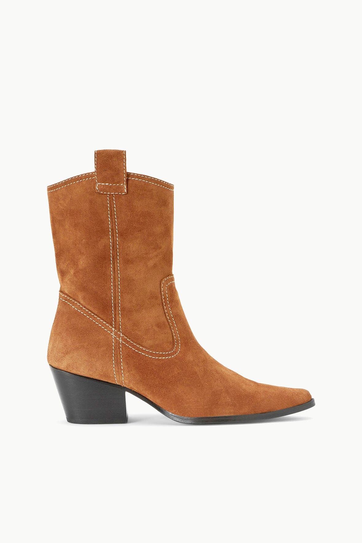 Pointed Toe Cowboy Boots in Tan Suede with Cuban Heel | June Boot