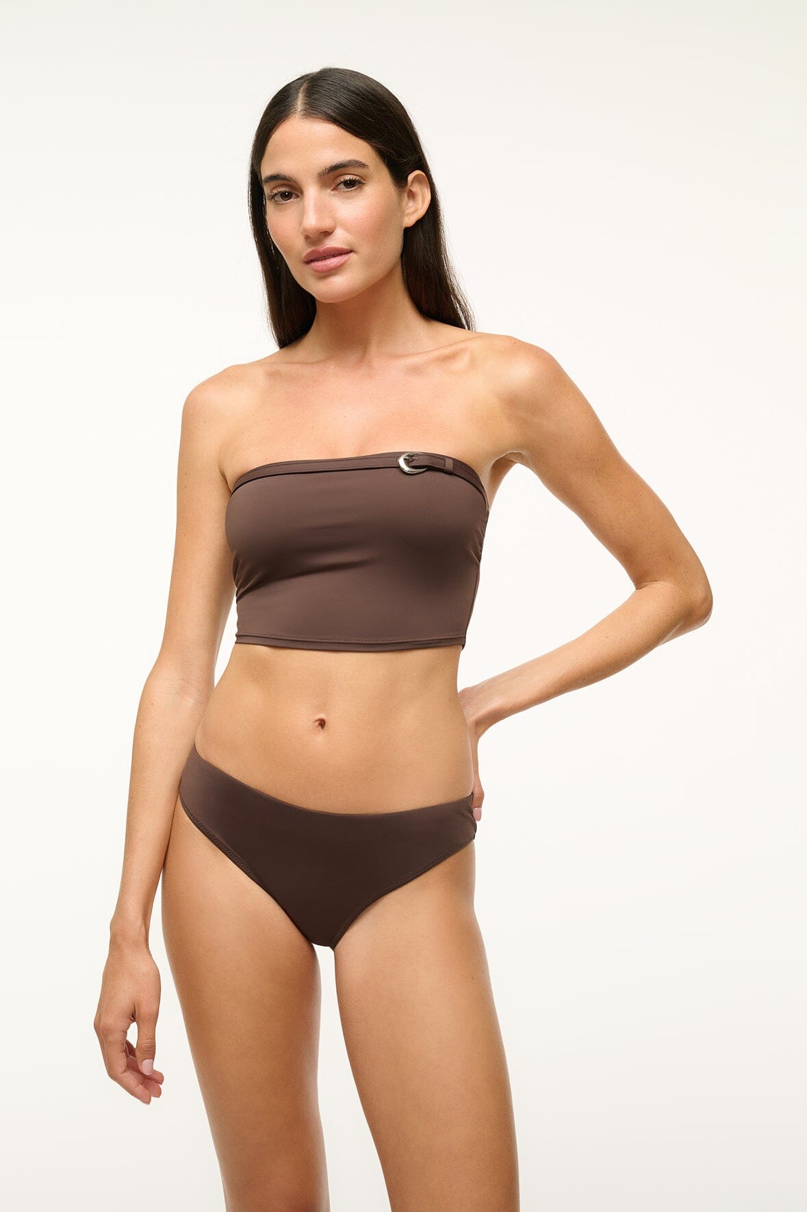 Strapless Bikini Top with Crescent Buckle | Juno Dark Chocolate