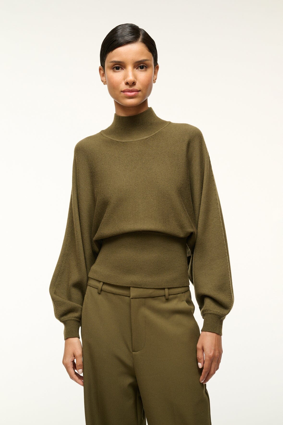 Soft Merino Wool Sweater with Mock Neck & Dolman Sleeves | Karoline