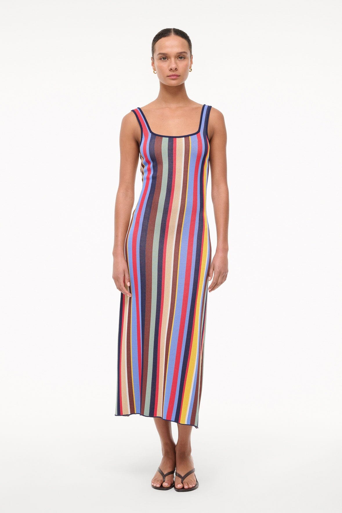 Square Neck Midi Dress with Bra-Friendly Straps | Katie Dress
