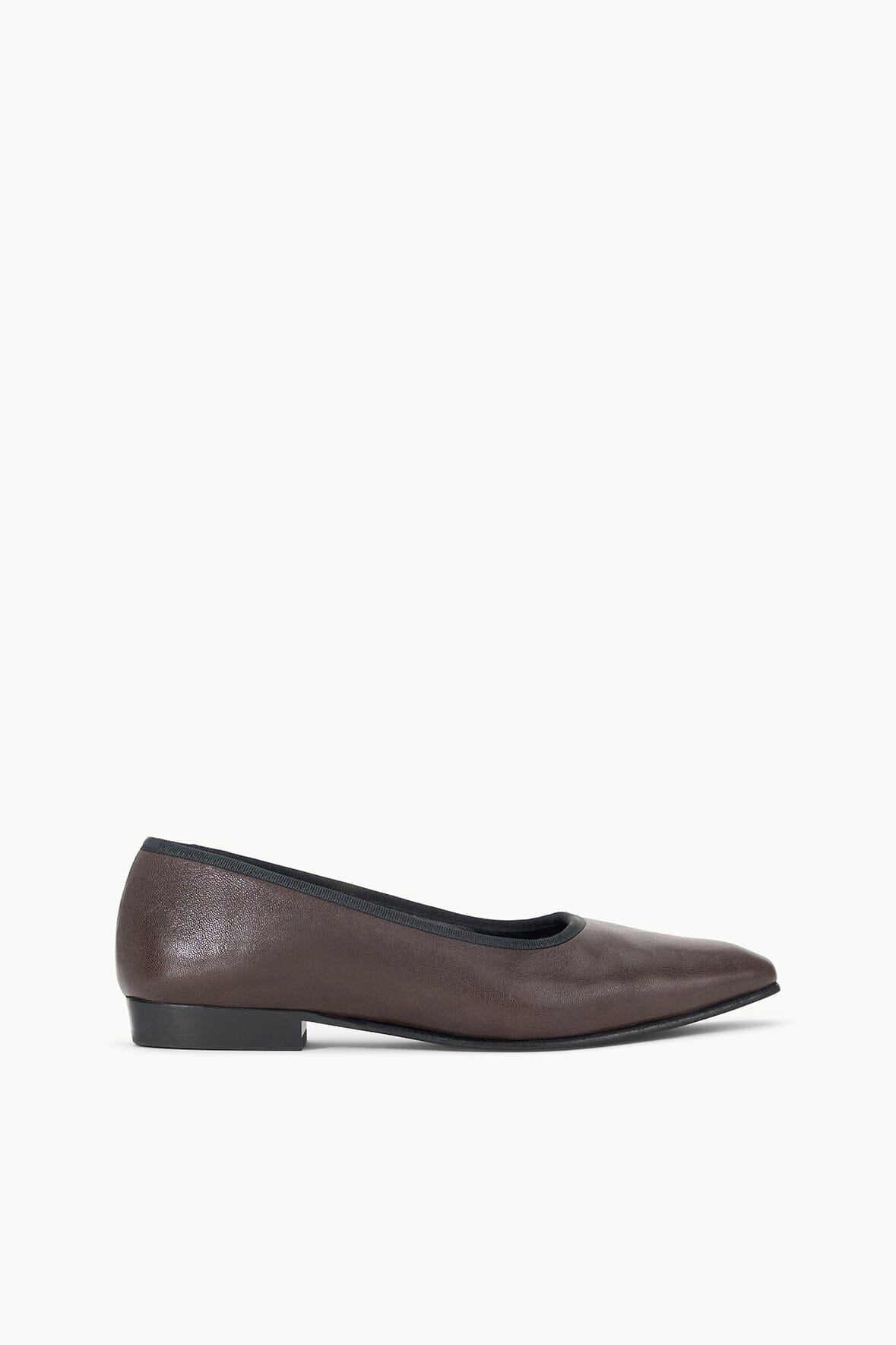 Leather Ballet Flats with Grosgrain Trim | Keith Espresso