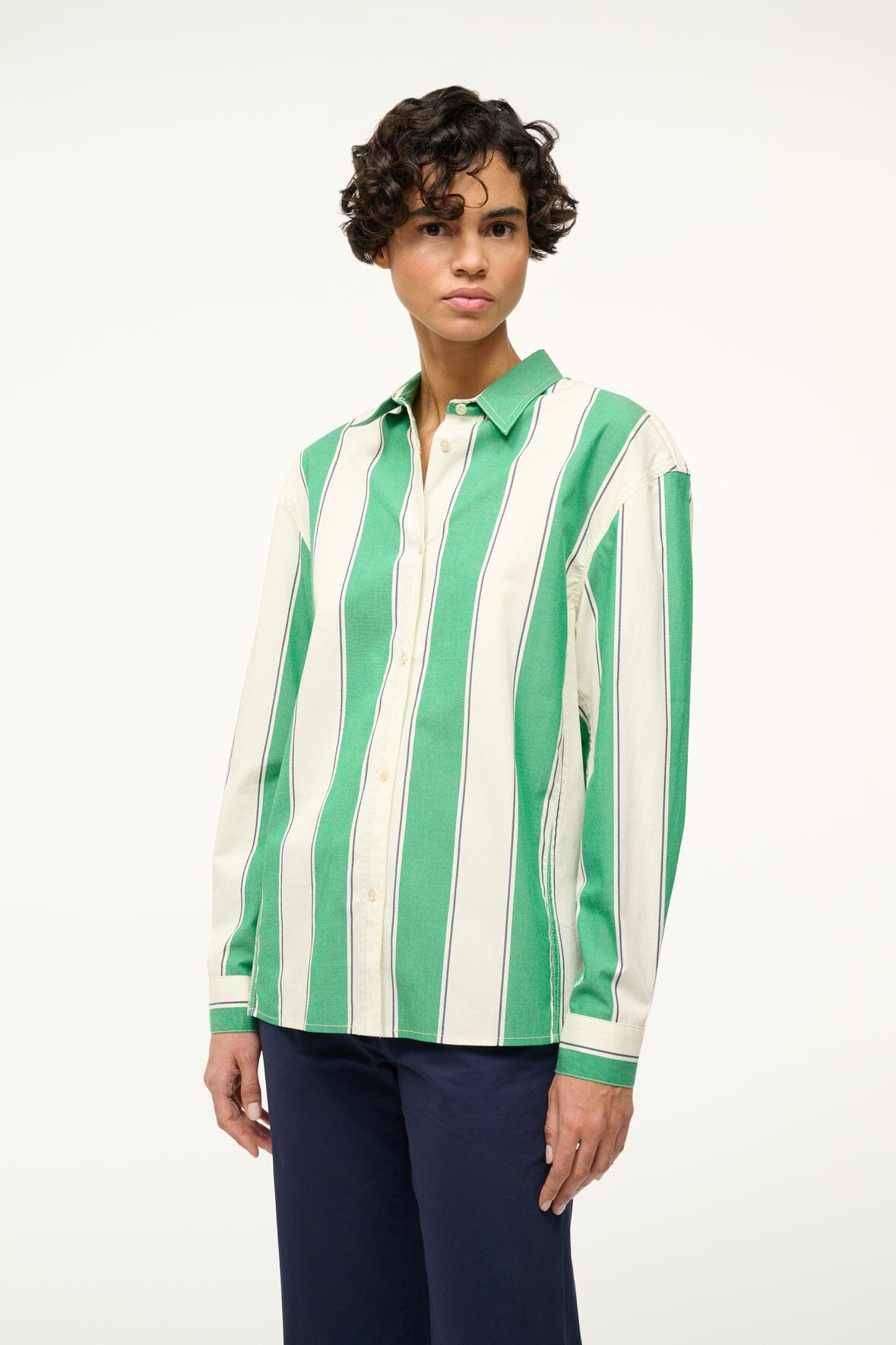 Relaxed Fit Cotton Poplin Shirt with High-Low Hem | Kelly Shirt