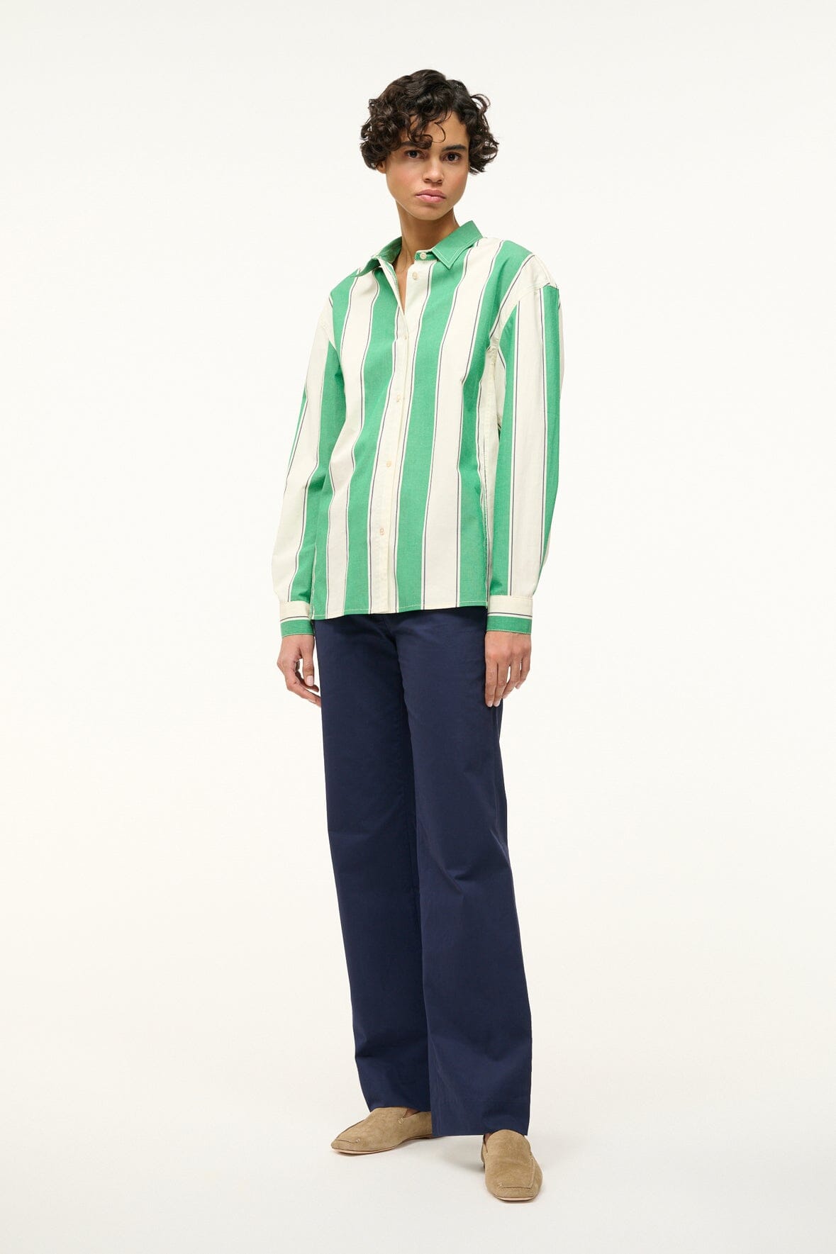 Relaxed Fit Cotton Poplin Shirt with High-Low Hem | Kelly Shirt