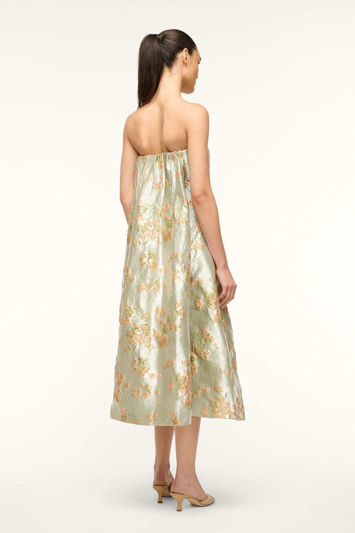 Strapless Midi Gown with Corset & Pleated Train | Kennedy Dress
