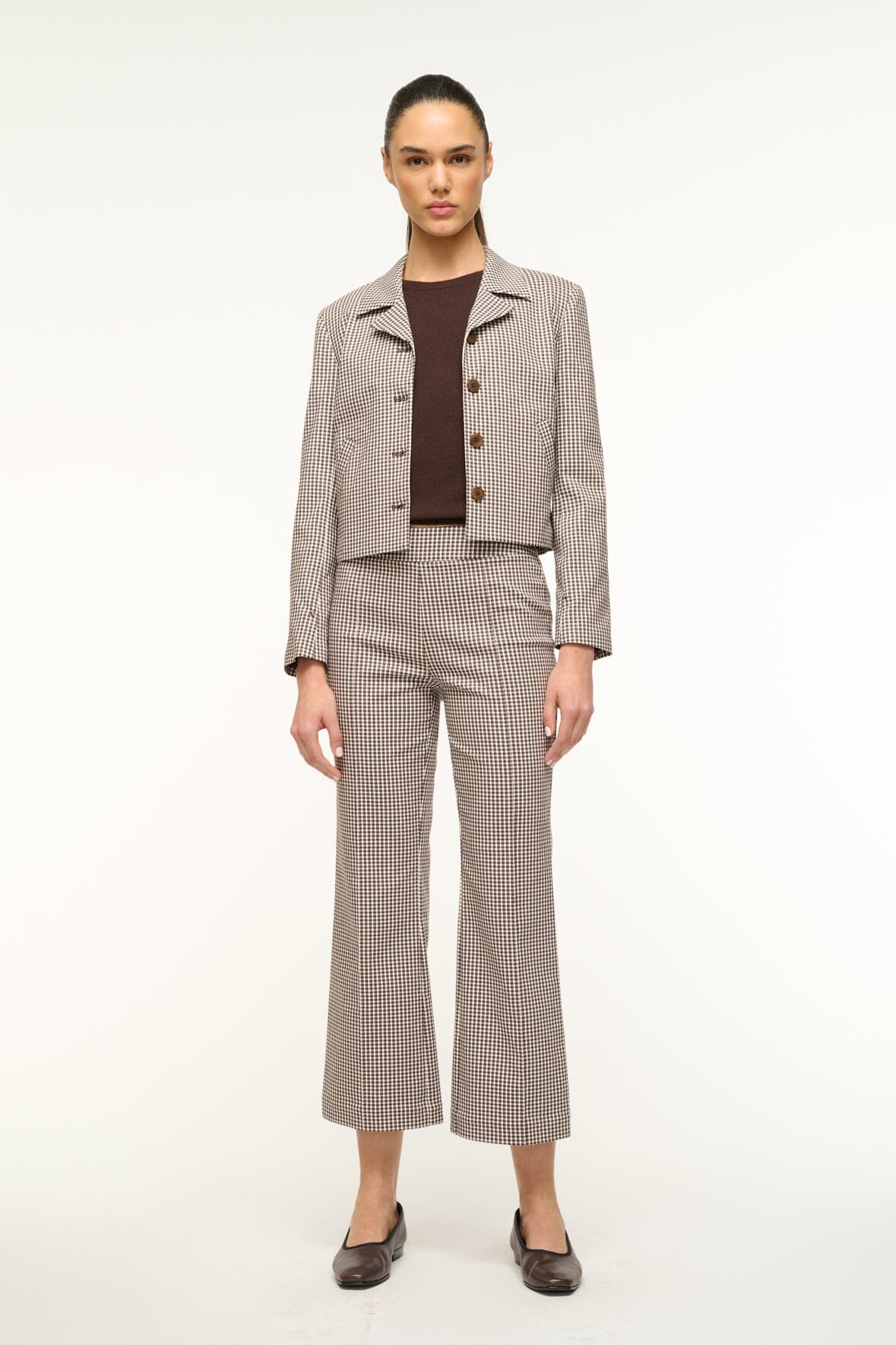 Stretch Suiting Ankle Pants with Back Zipper | Knack Pant Dark Chocolate