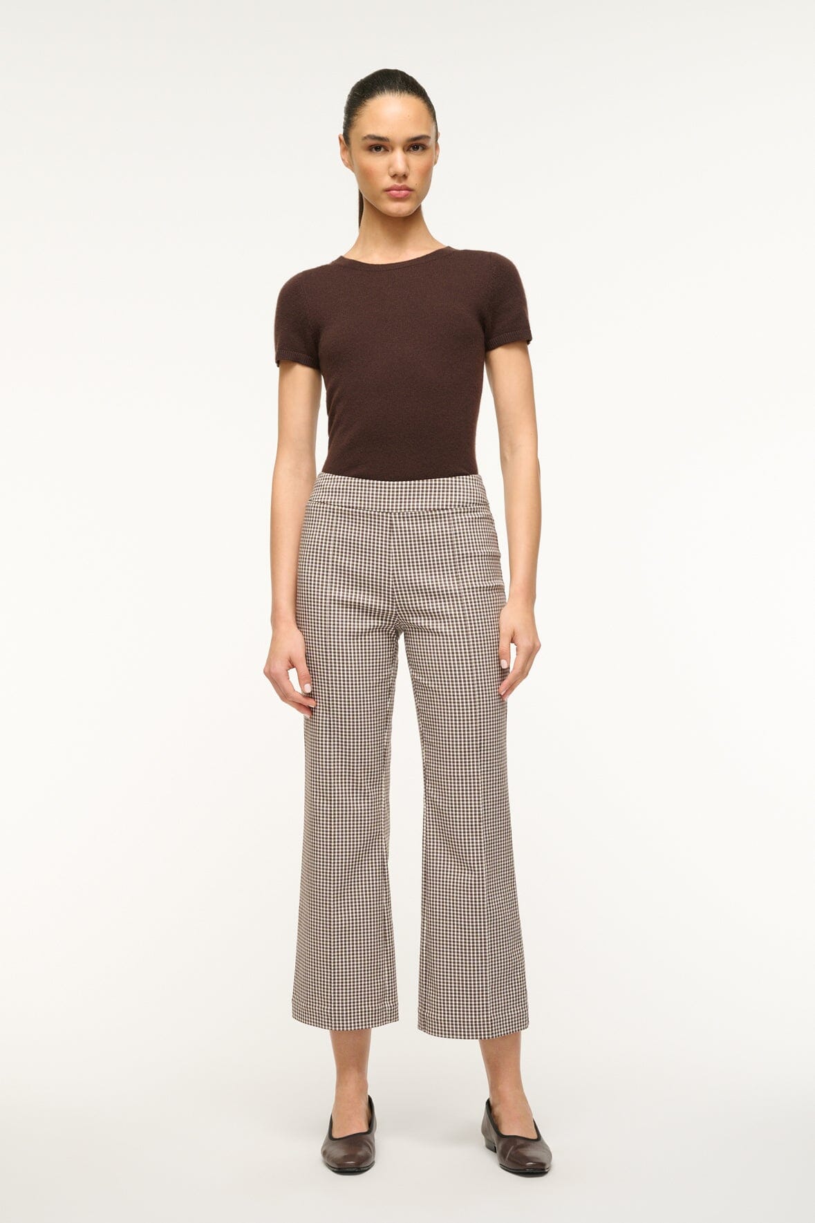 Stretch Suiting Ankle Pants with Back Zipper | Knack Pant Dark Chocolate
