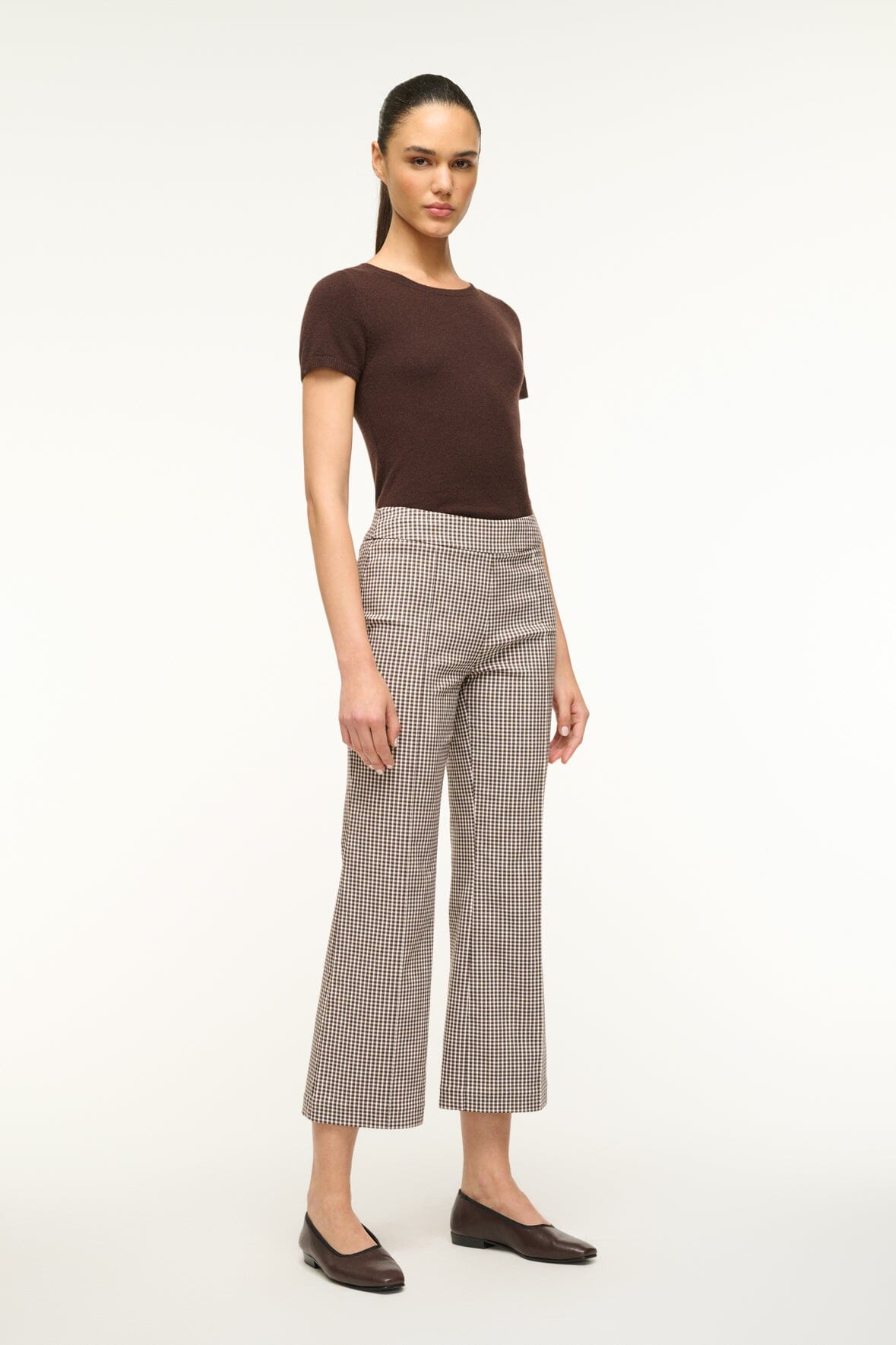 Stretch Suiting Ankle Pants with Back Zipper | Knack Pant Dark Chocolate