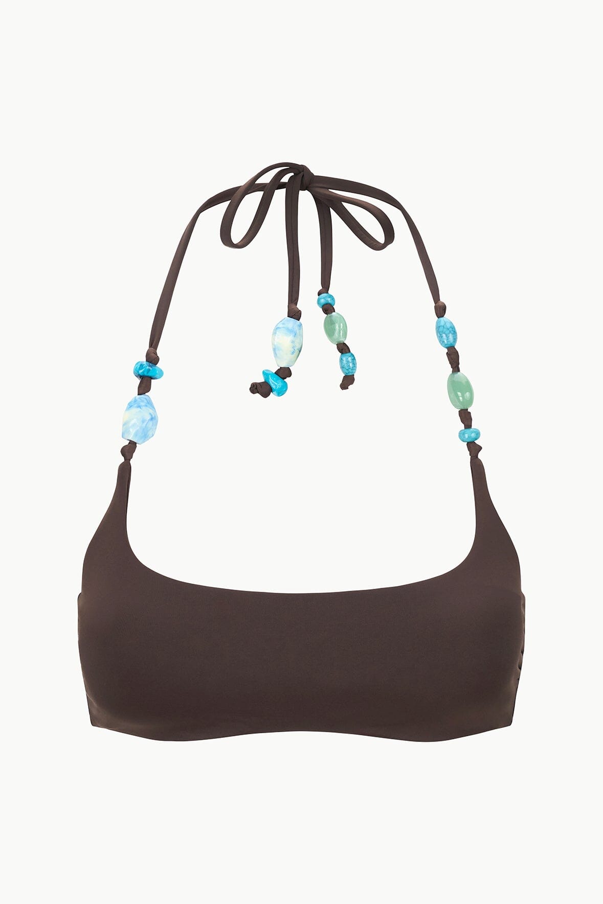 Halter Tie Bikini Top with Bead Embellishment | Laird Dark Chocolate