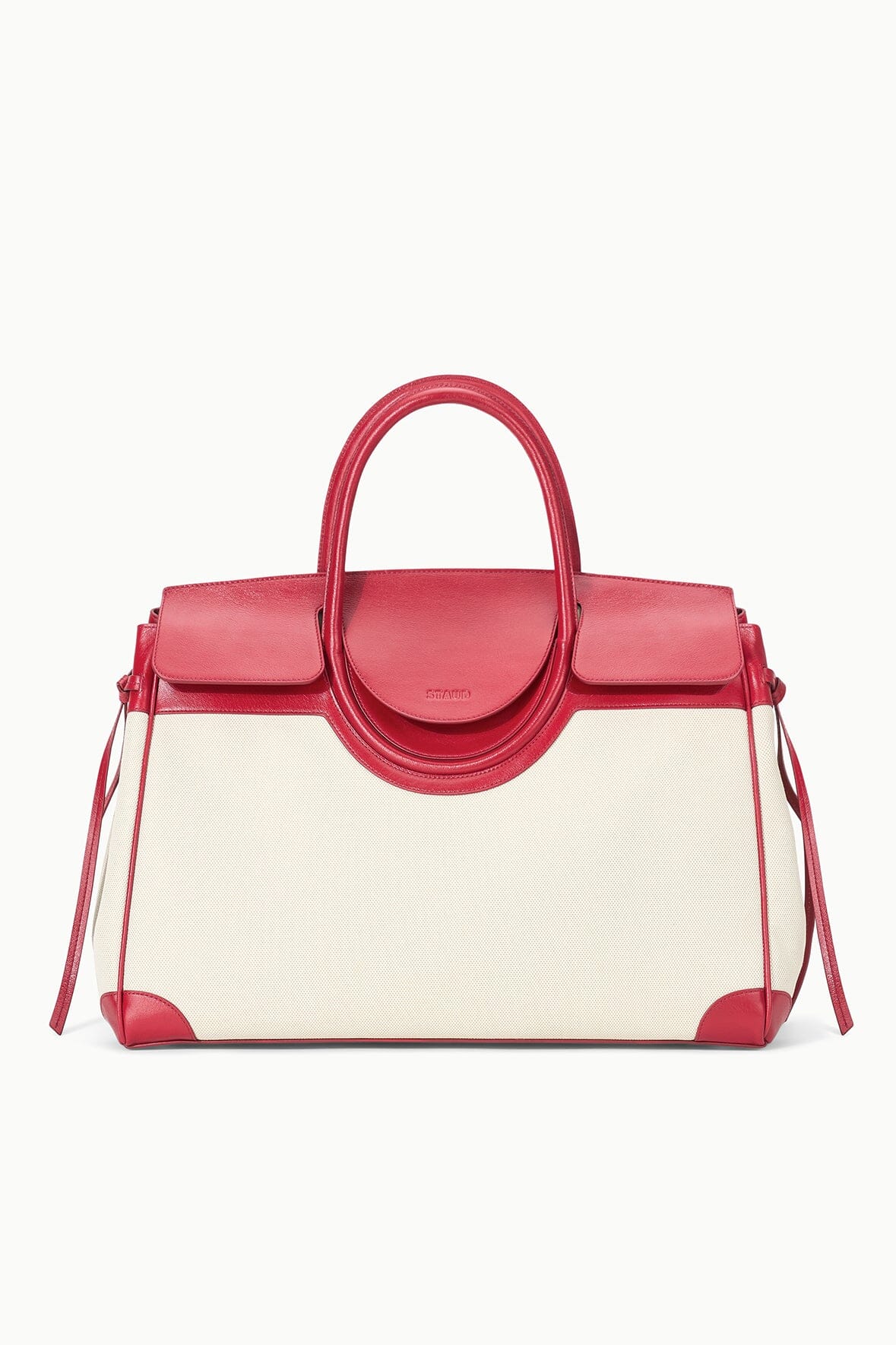 Oversized Cotton Canvas Carryall Bag with Leather Trim | Large Maude