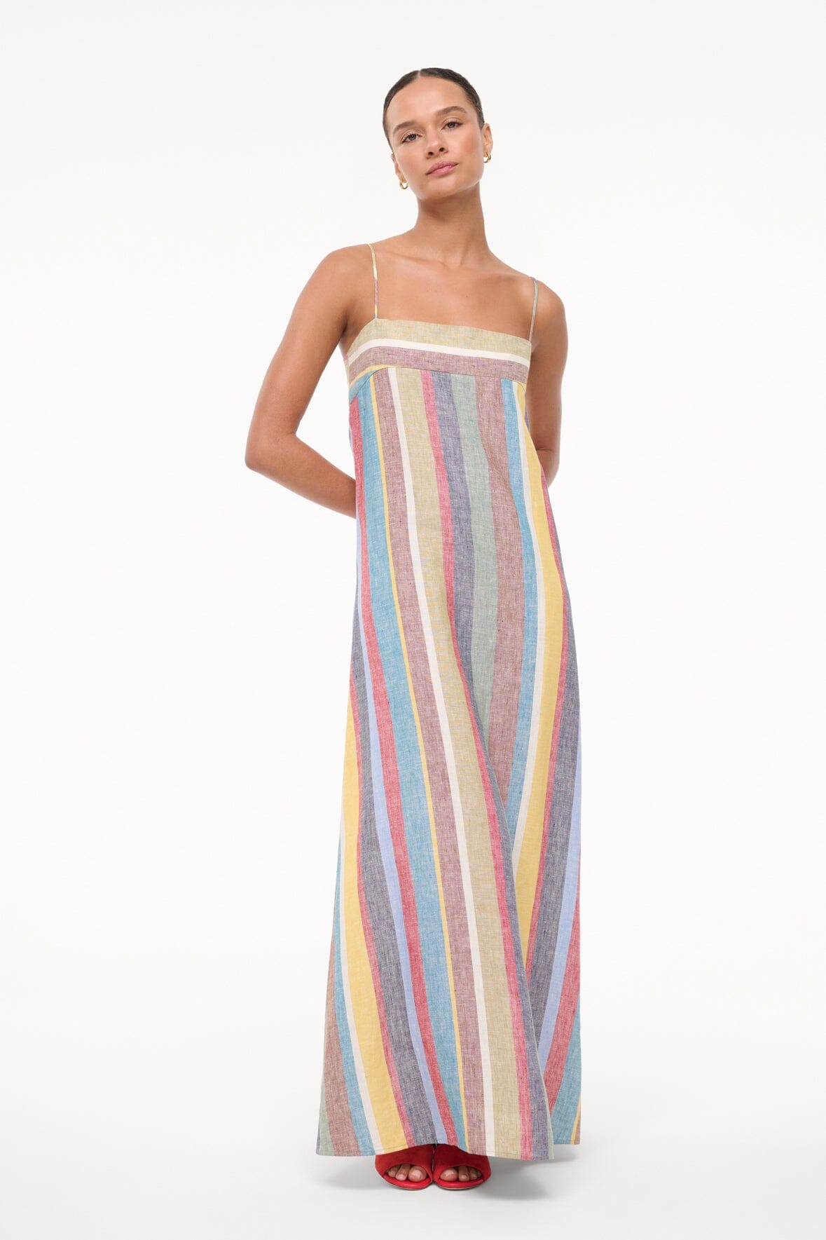 Striped Linen Summer Dress with Adjustable Straps | Laura