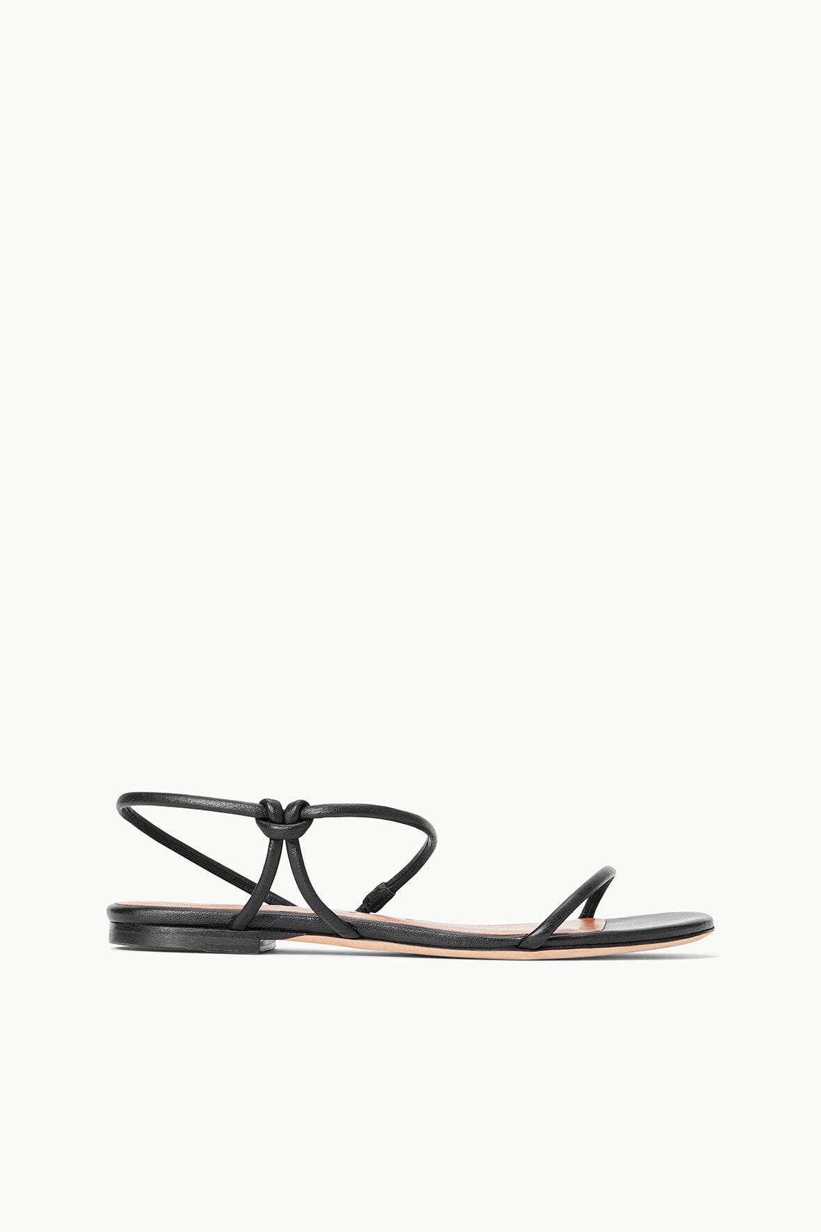 Flat Leather Sandals with Tubular Straps | Laurel Black