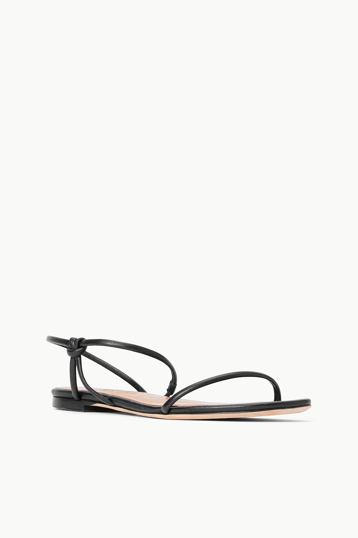 Flat Leather Sandals with Tubular Straps | Laurel Black